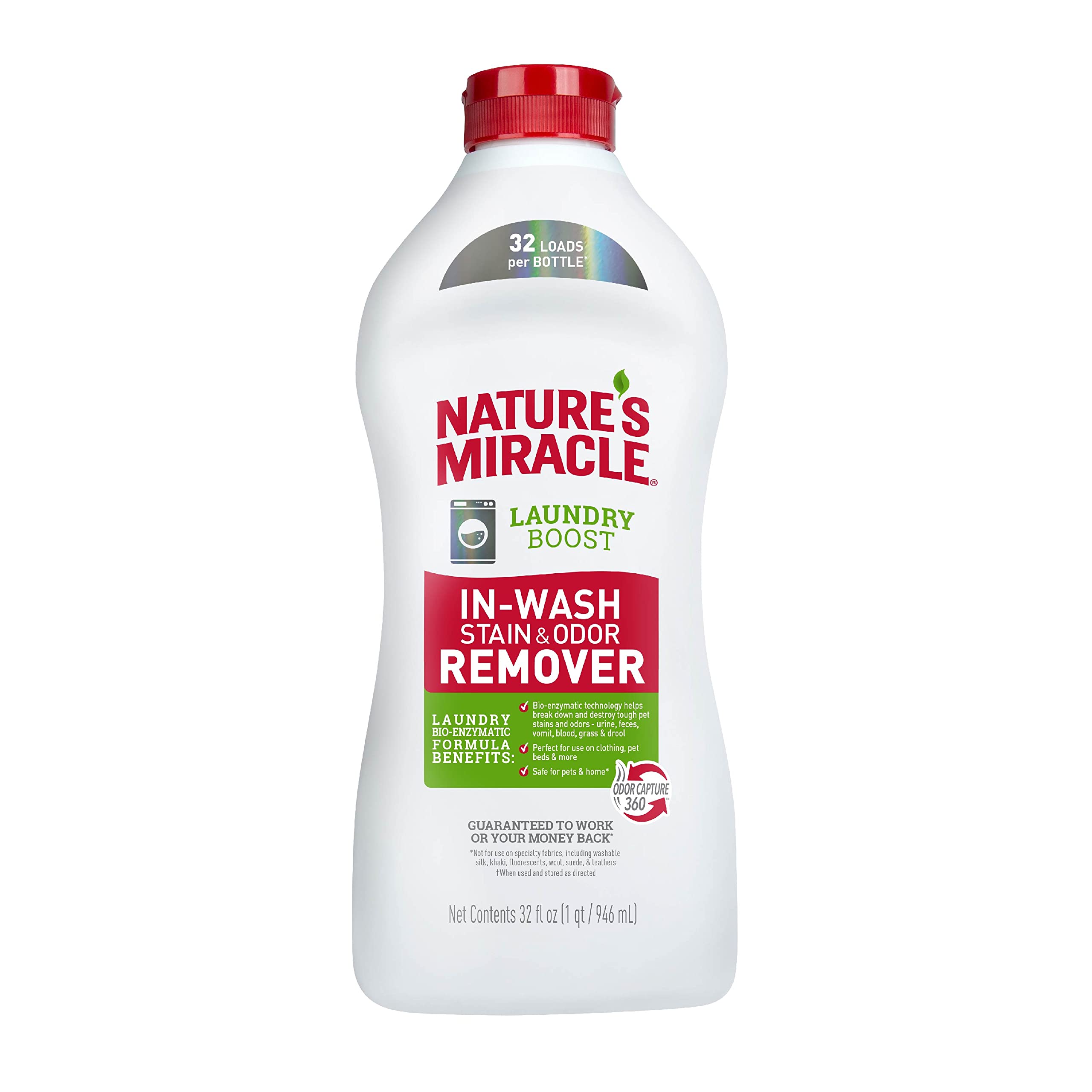 Nature's Miracle Laundry Boost In-Wash Stain and Odor Remover, 32 Ounces, Laundry Stain and Odor Removing Additive For All Machines