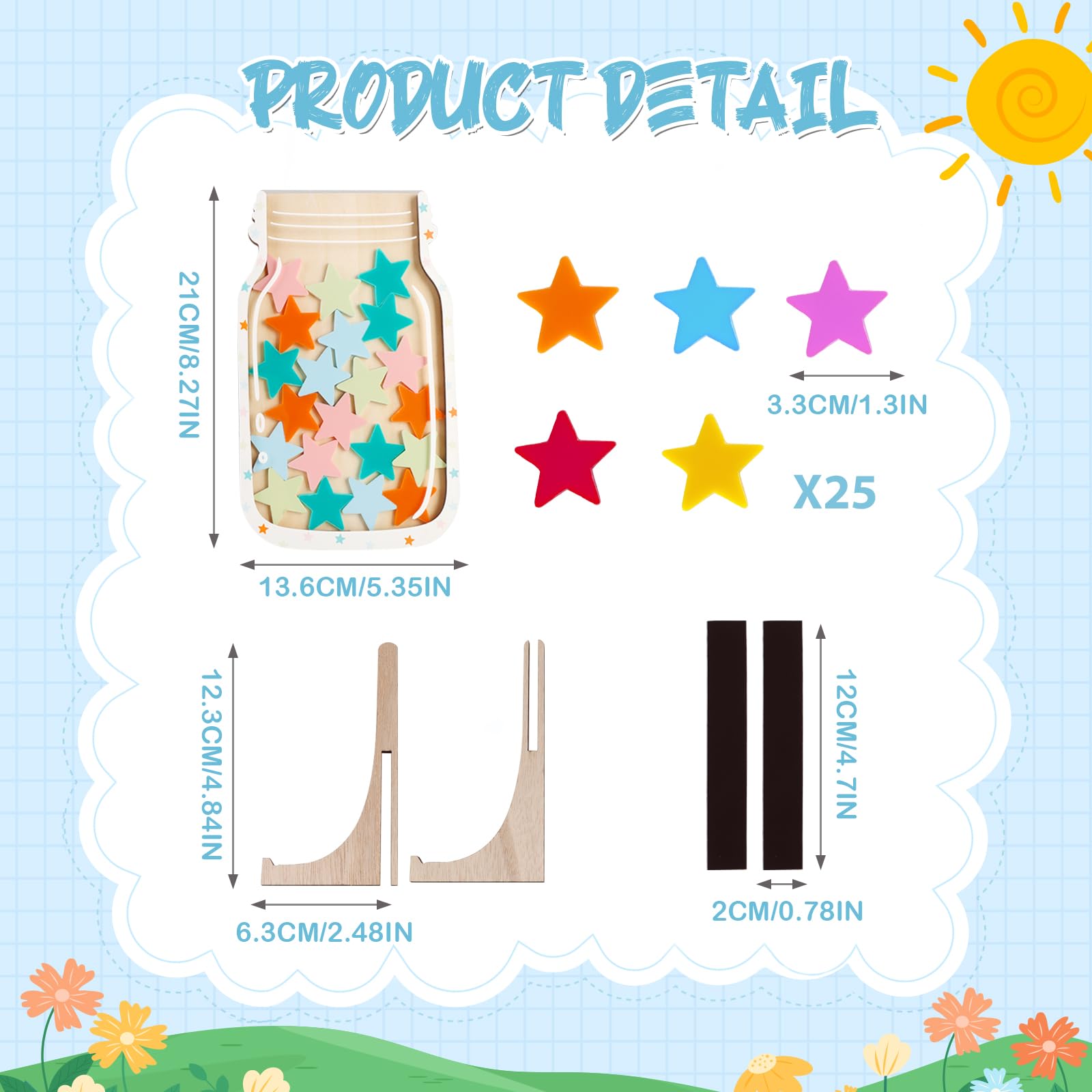 Generic Magnetic Reward Jar, Classroom Reward Jar for Kids, Personalized Stars Reward Jar for Students Kids Behavior, Magnetic Reward Chart for Classroom Board Home, M25-JLG