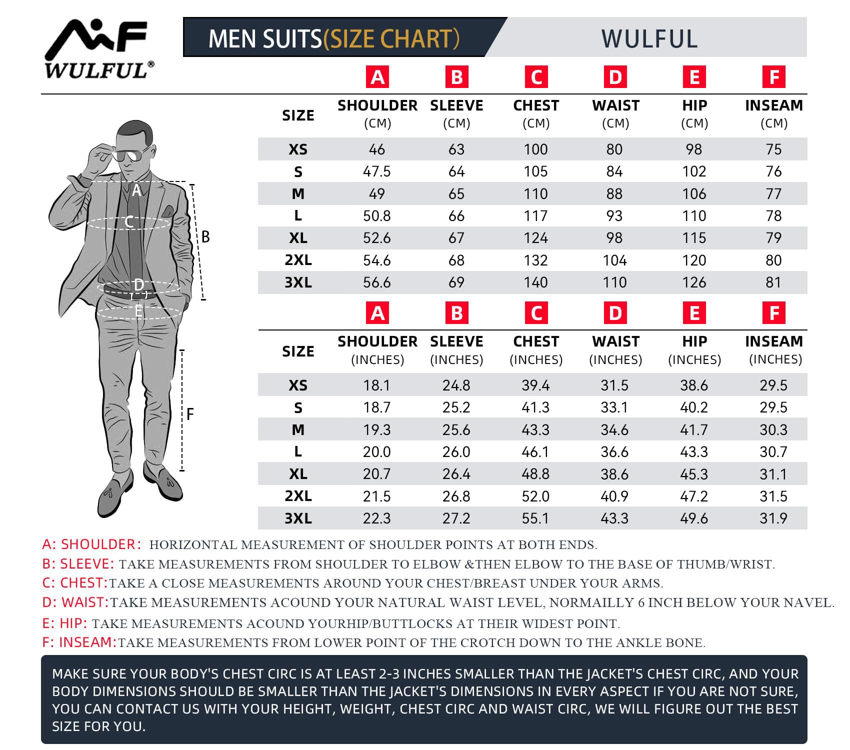 WULFUL Men’s Slim Fit Suit One Button 3-Piece Blazer Dress Business Wedding Party Jacket Vest & Pant Black