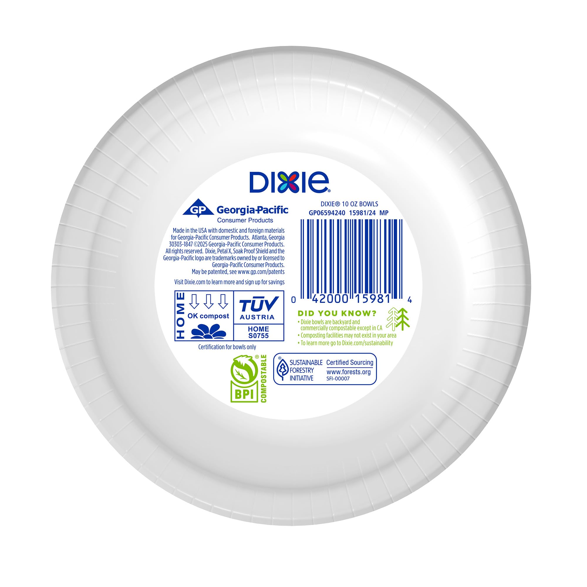Dixie Small Paper Bowls, 10 Oz, 72 Count, Microwave-Safe, Soak-Proof, Disposable Bowls Great For Snacks, Dessert, And Light Lunch Meals