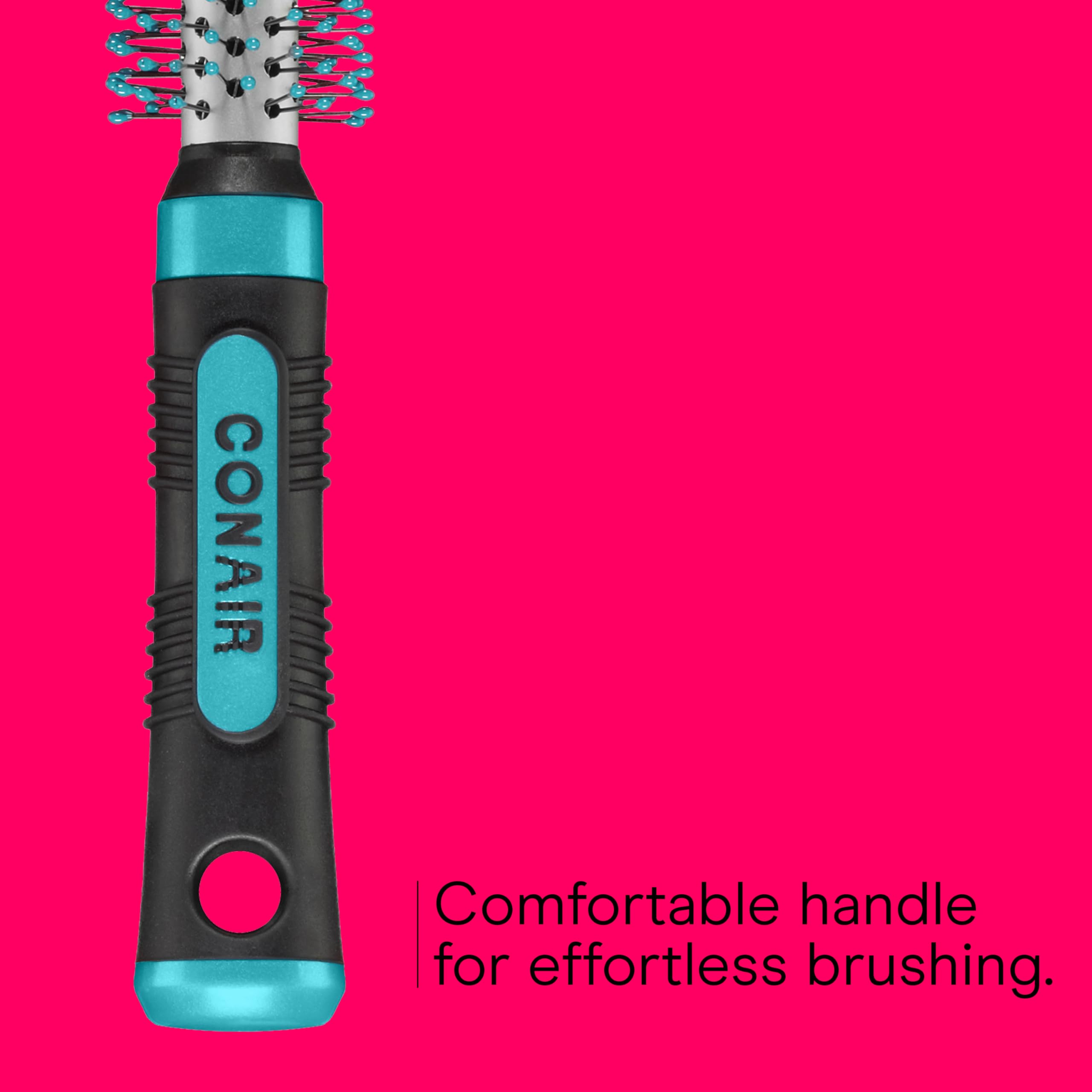 Conair Metal Round Hairbrush - Hair brush for blow out with Metal barrel and Nylon bristles - Adds body and fullness - Perfect for short hair and home hair stylists