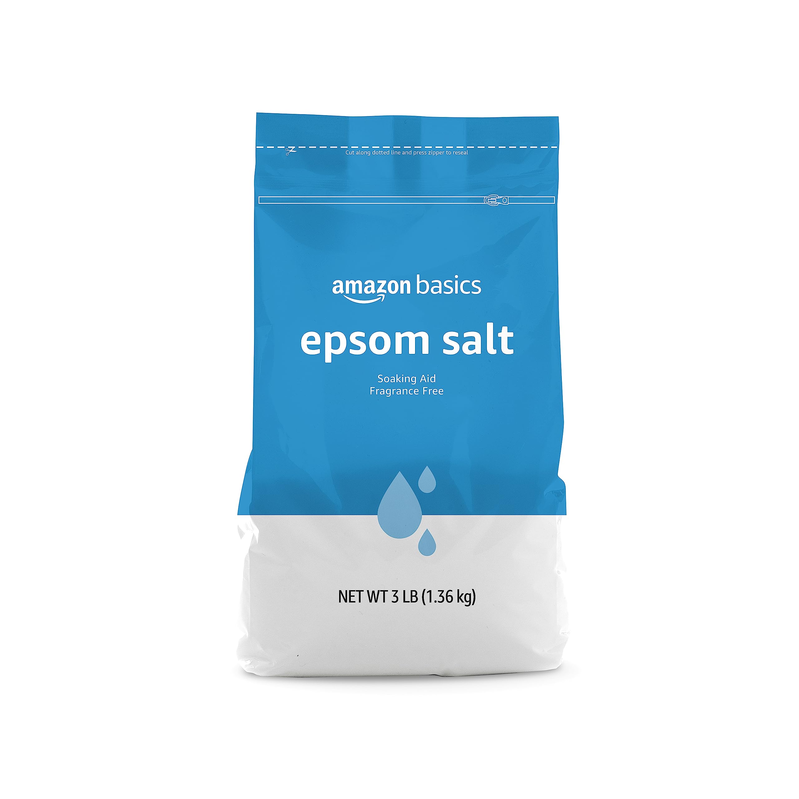 Basics Epsom Salt Soak, Unscented, Magnesium Sulfate USP, Muscle and Feet Relaxation, Soothing, 3 Pound, Pack of 1