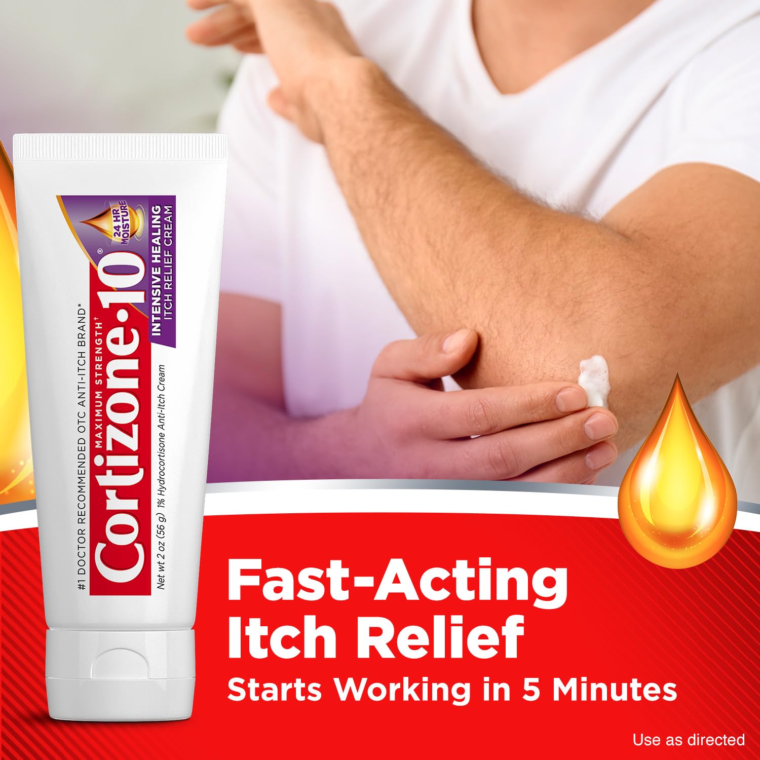 Cortizone-10 Maximum Strength Intensive Healing Itch Relief Cream, 1% Hydrocortisone, Fast-Acting, Anti-Itch Cream for Bug Bites, Rash, Eczema, Psoriasis, Poison Ivy, Oak, Sumac & More, 2 oz
