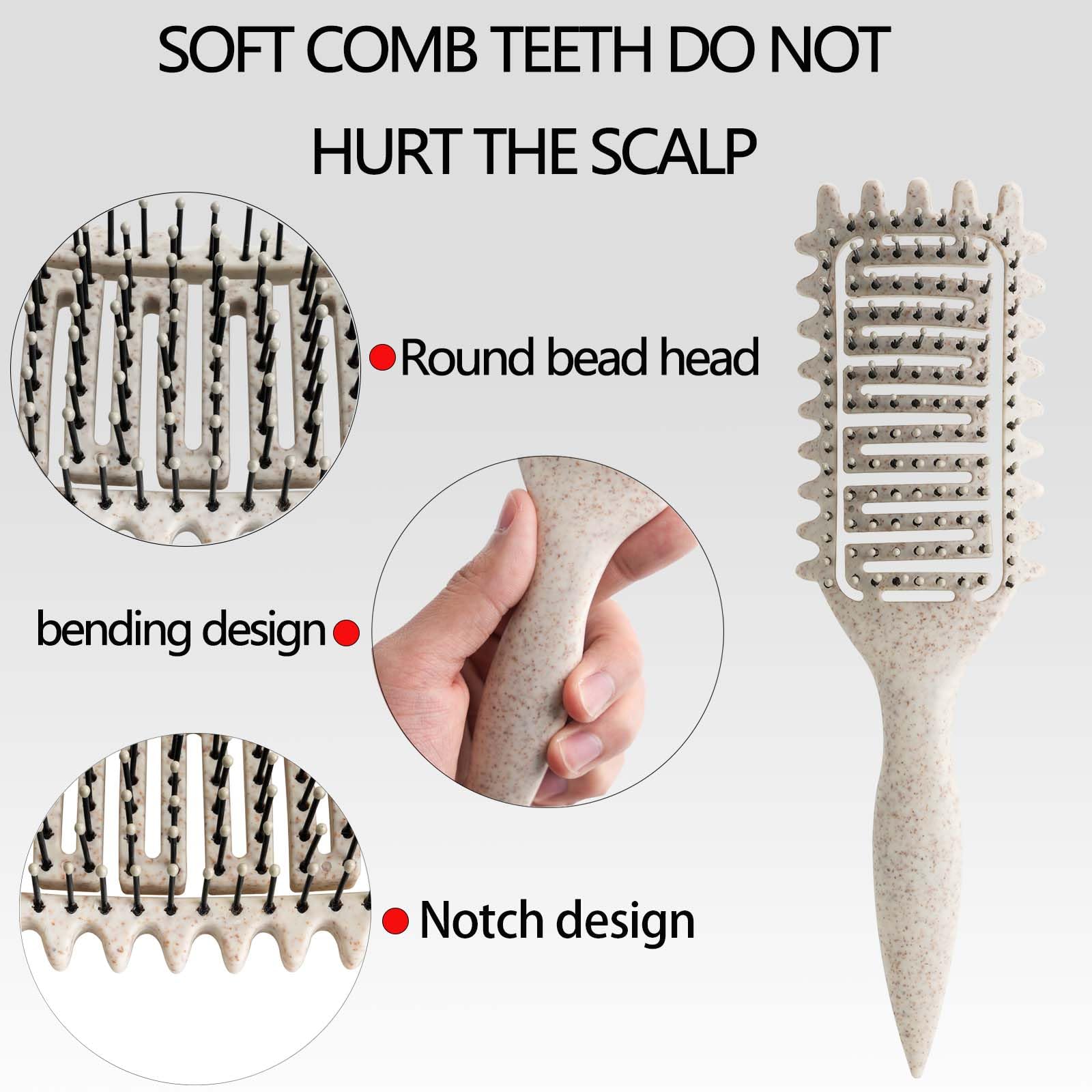 Curl Defining Brush,2024 Curly Hair Brush,Vented Hair Brush for Detangling, Shaping and Defining Curls For Women and Men Less Pulling (Beige)