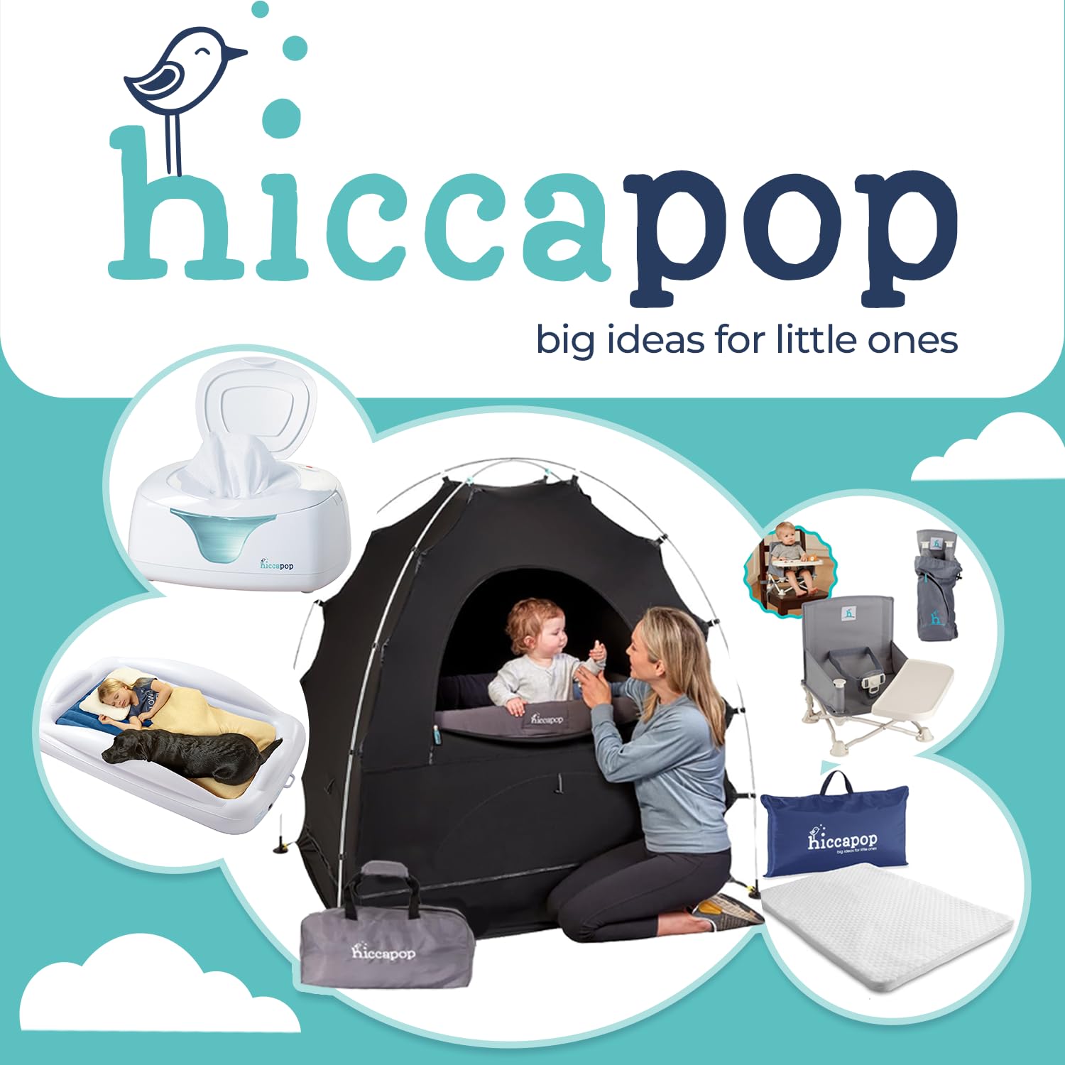 Hiccapop Daydreamer Blackout Tent for Pack and Play, Patented Portable Crib Tent, Blackout Canopy Crib Cover, Sleep Pod for Kids, Black