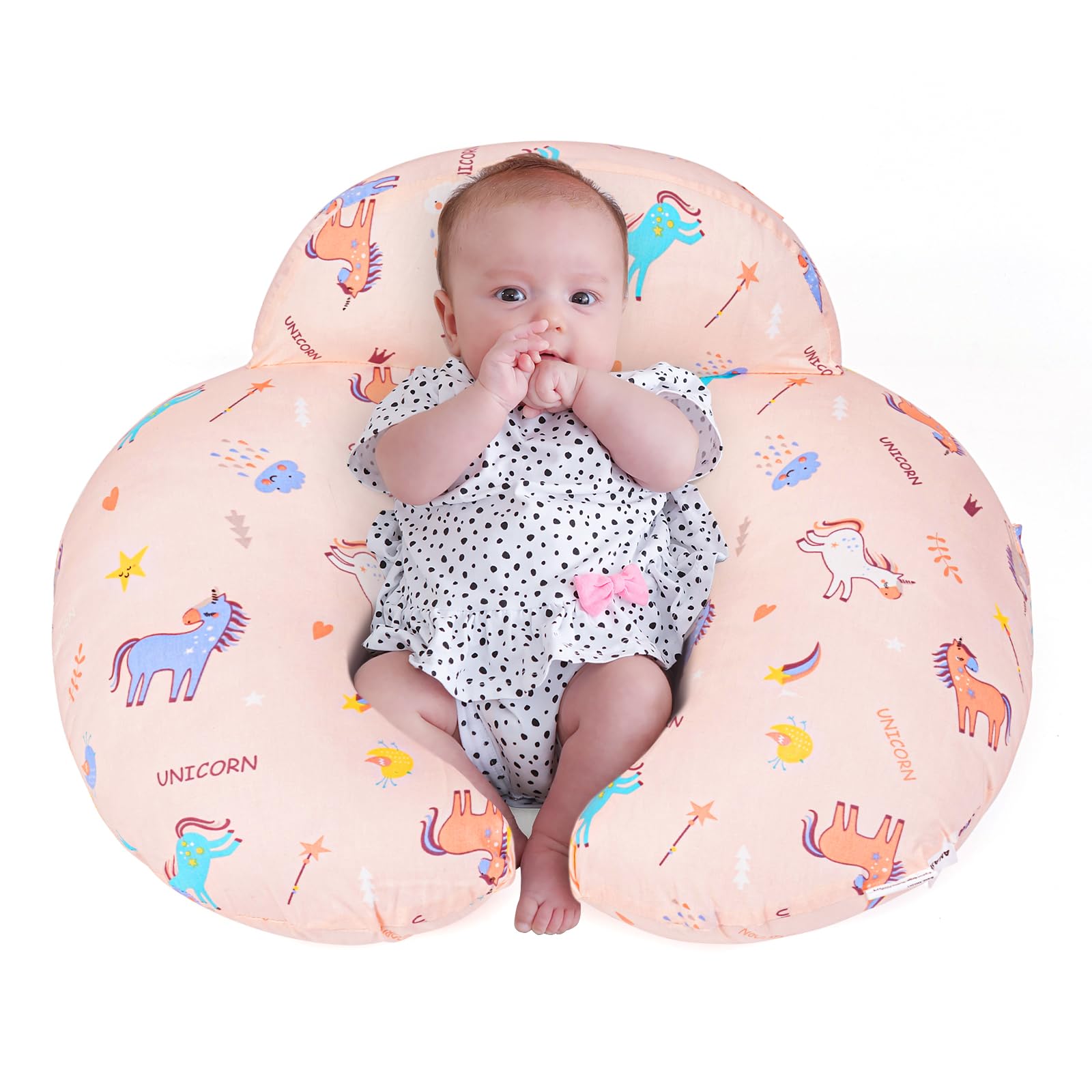 AMASKY Nursing Pillow, Breastfeeding Pillows, with Removable Pillow Cover, Ergonomic Nursing Essentials for Bottle Feeding, Machine Washable, Pink