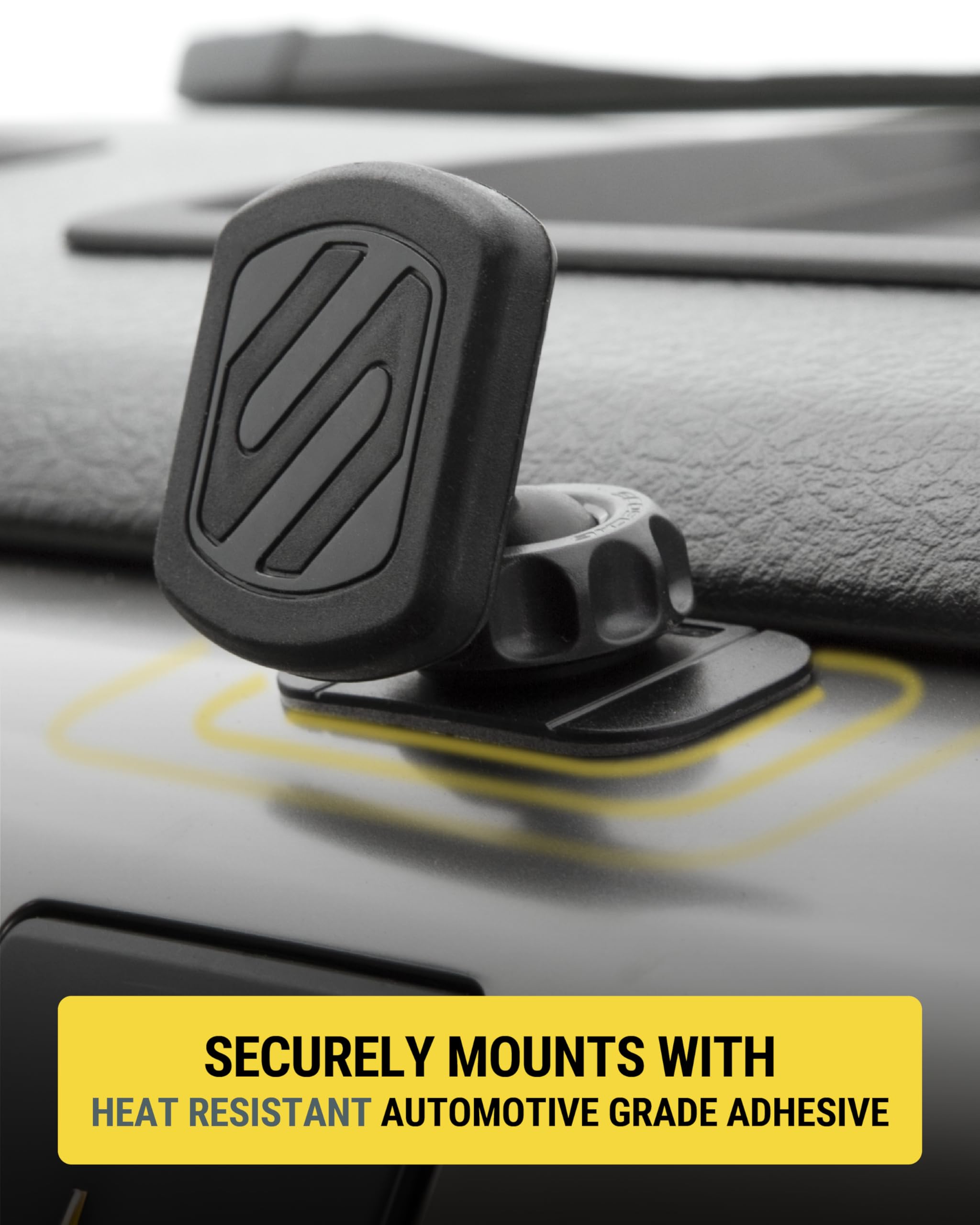 Scosche Magnetic Phone Holder for Car Dashboard with Extra Strong Magnet, Thick Metal Plate & 360° Rotation, Secure Cell Phone Car Mount for Large Phones Compatible with iPhone, Samsung, Not MagSafe
