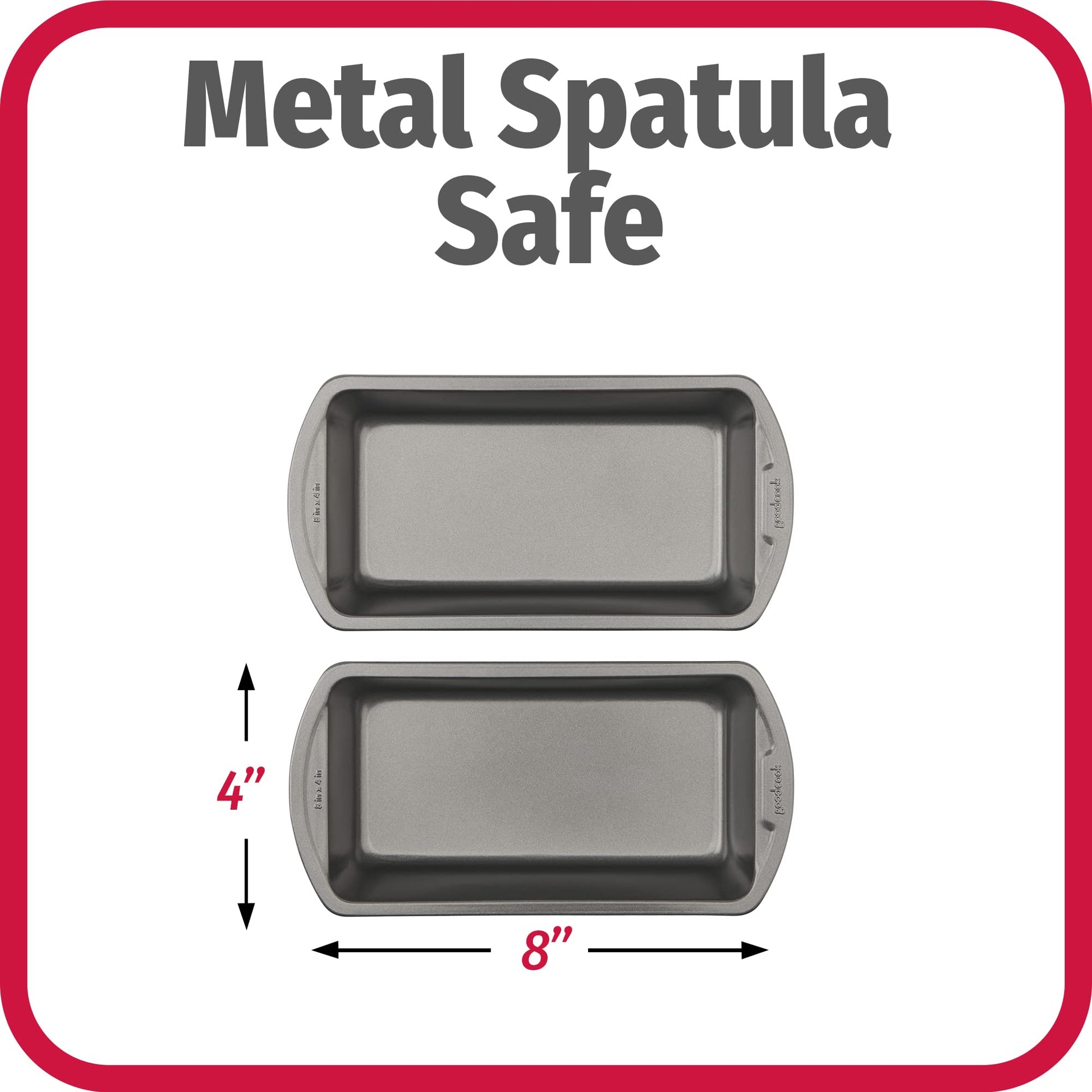 GoodCook Nonstick Loaf Pan 8 x 4-Inch Heavy-Duty Steel Bakeware with Easy-Clean Non-Stick Coating, Oven & Dishwasher Safe Pan for Meatloaf Breads Lasagnas Casseroles & More, Set of 2, Gray