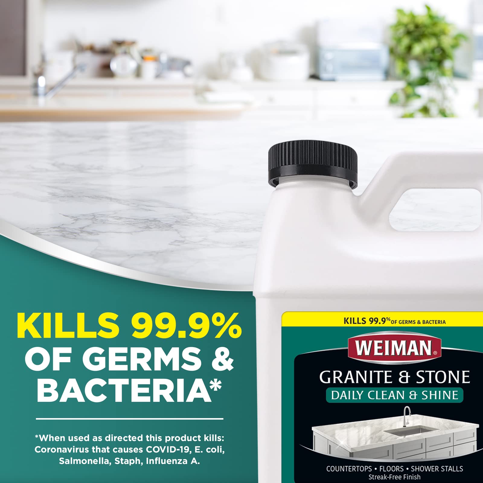 Weiman Disinfecting Granite Cleaner & Polish Value Pack - (1) 24 oz Spray Bottle, (1) 64 oz Refill