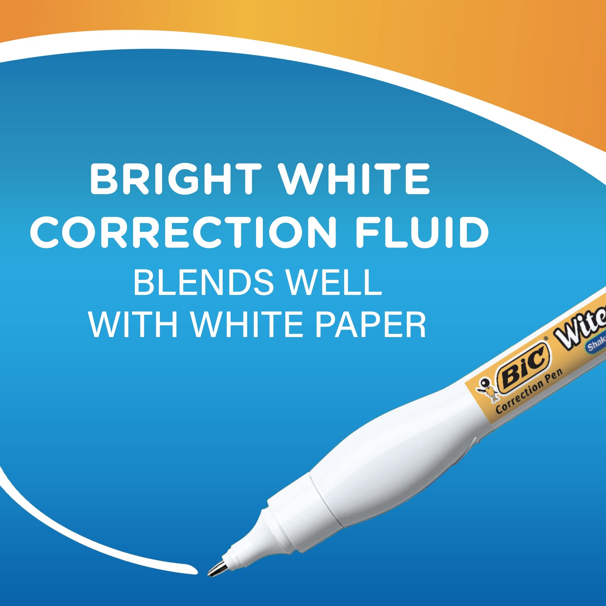 BIC Wite-Out Brand Shake 'n Squeeze Correction Pen, 8 ML Correction Fluid, 4-Count Pack of white Correction Pens, Fast, Clean and Easy to Use Pen Office or School Supplies