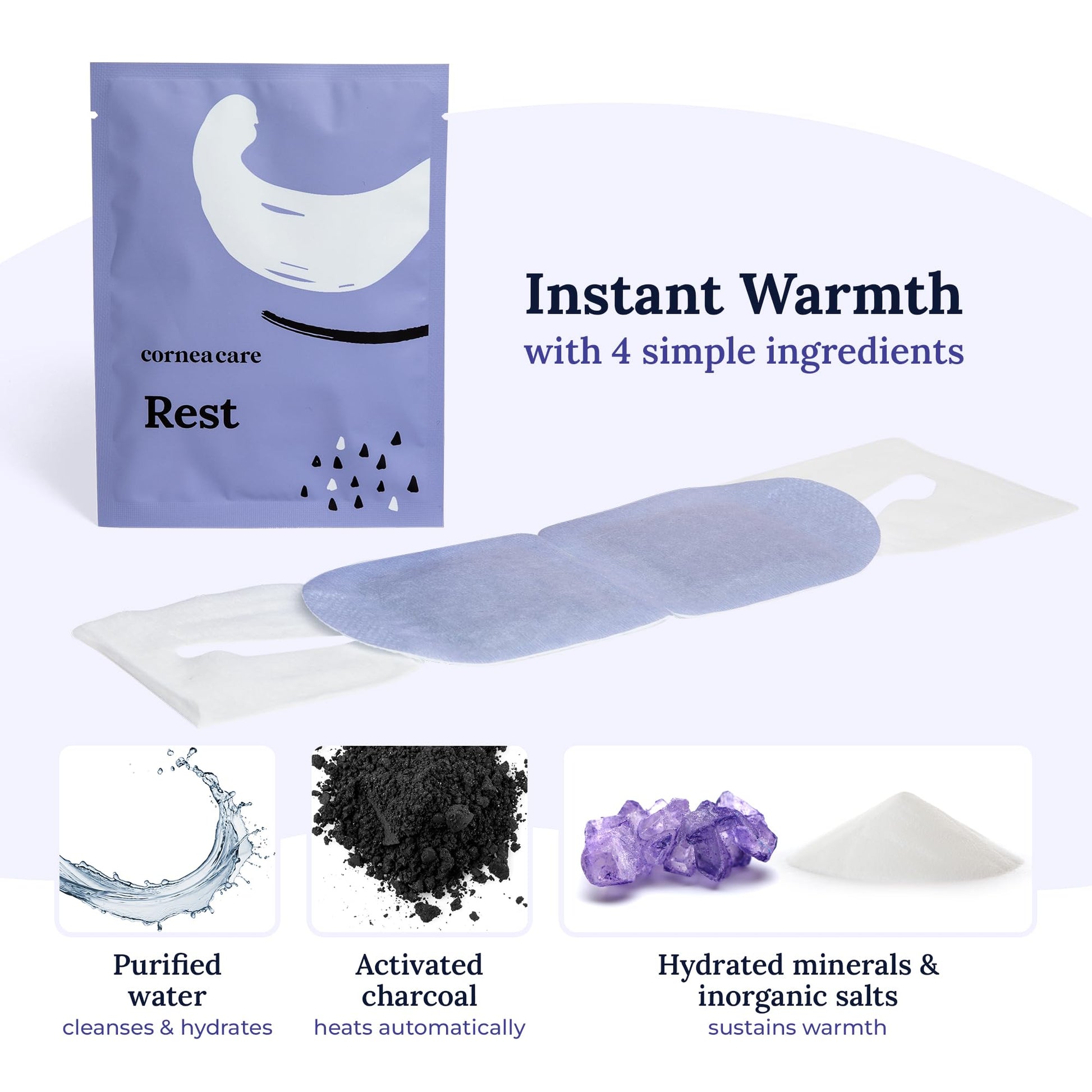CorneaCare Rest: Self Heating Warm Compress for Dry Eyes | Heated Eye Mask for Fast Relief | No Microwave or Washcloth Needed | Travel Ready | 30 Count