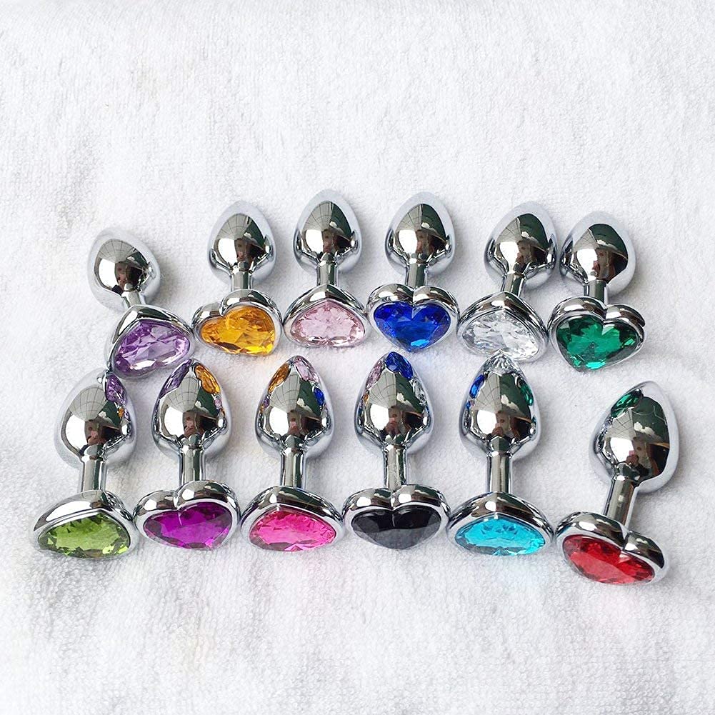 3Pcs Set Luxury Metal Butt Toys Heart Shaped Anal Trainer Jewel Butt Plug Kit S&M Adult Gay Anal Plugs Woman Men Sex Gifts Things for Beginners Couples Large/Medium/Small,Pink