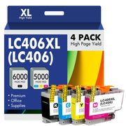 LC406 LC406XL Ink Cartridges for Brother Printer 406XL LC 406 XL for MFC-J4335DW MFC-J5855DW MFC-J6555DW MFC-J4535DW MFC-J6955DW MFC-J4345DW MFC-J5955DW - 4 Pack High Yields Black Cyan Magenta Yellow