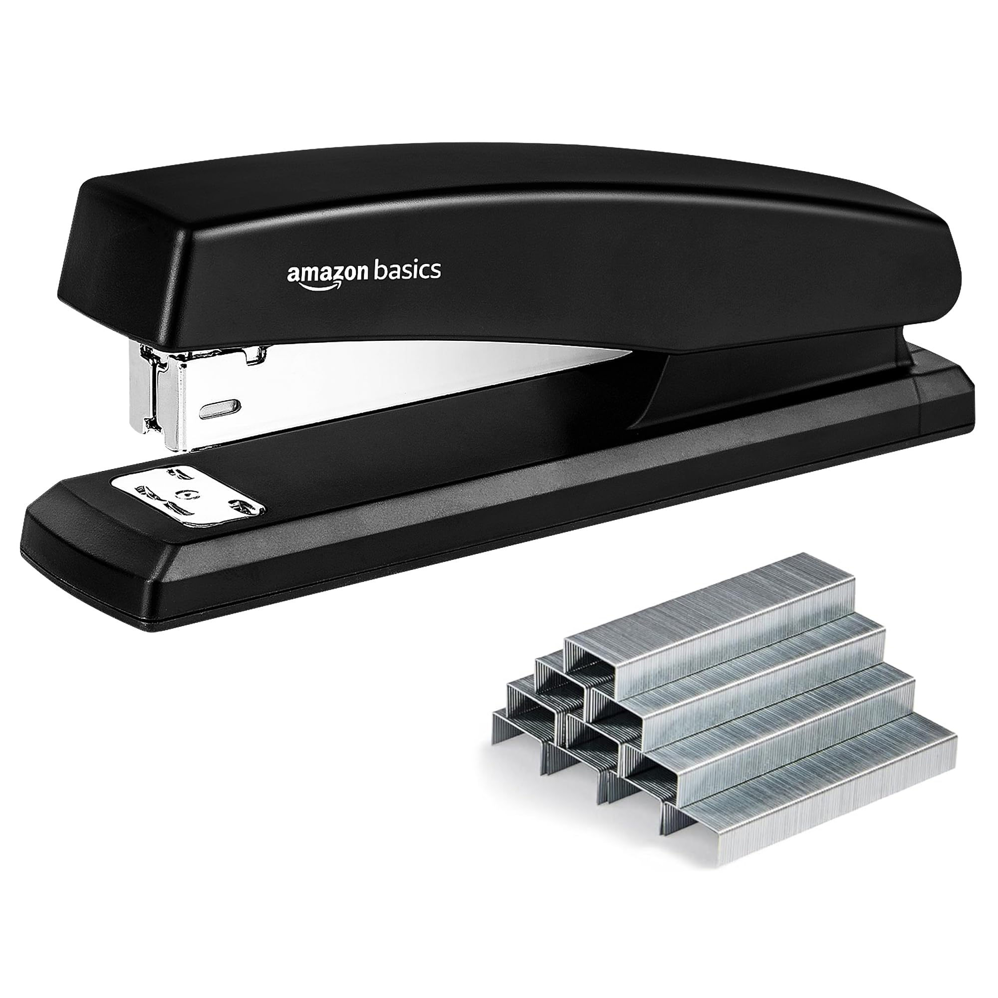 Basics Stapler with 1000 Staples, Office Stapler, 25 Sheet Capacity, Non-Slip, Black