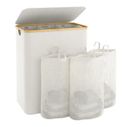 Laundry Basket with Lid, 145L Extra Large Laundry Hamper 3 Section Dirty Clothes Hampers for Laundry with Removable Laundry Bags, Laundry Sorter for Bedroom, Laundry Room, Beige