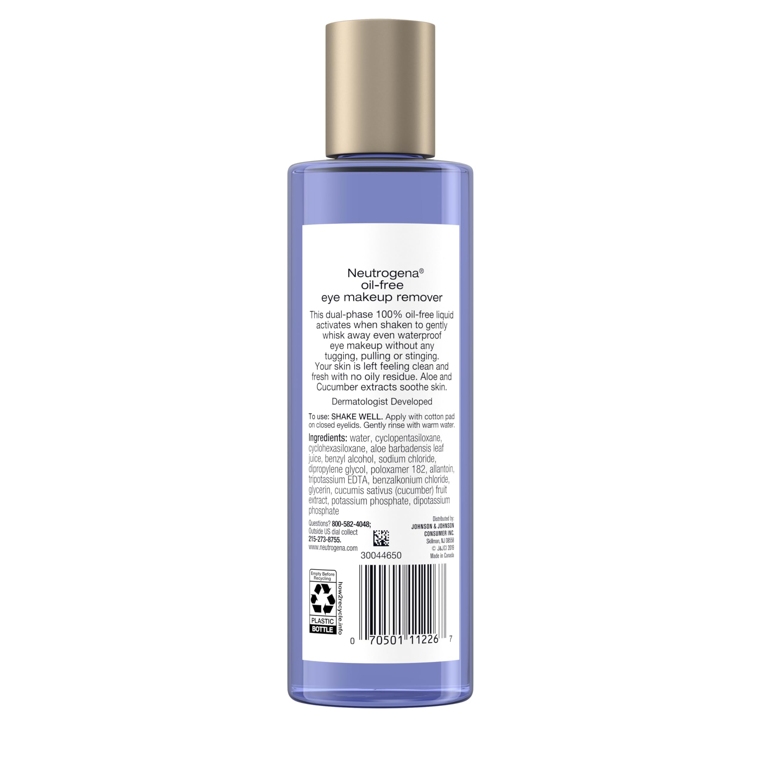 Neutrogena Gentle Oil-Free Eye Makeup Remover & Cleanser for Sensitive Eyes, Non-Greasy Makeup Remover, Waterproof Mascara Remover, Dermatologist & Ophthalmologist Tested, 8 fl. oz