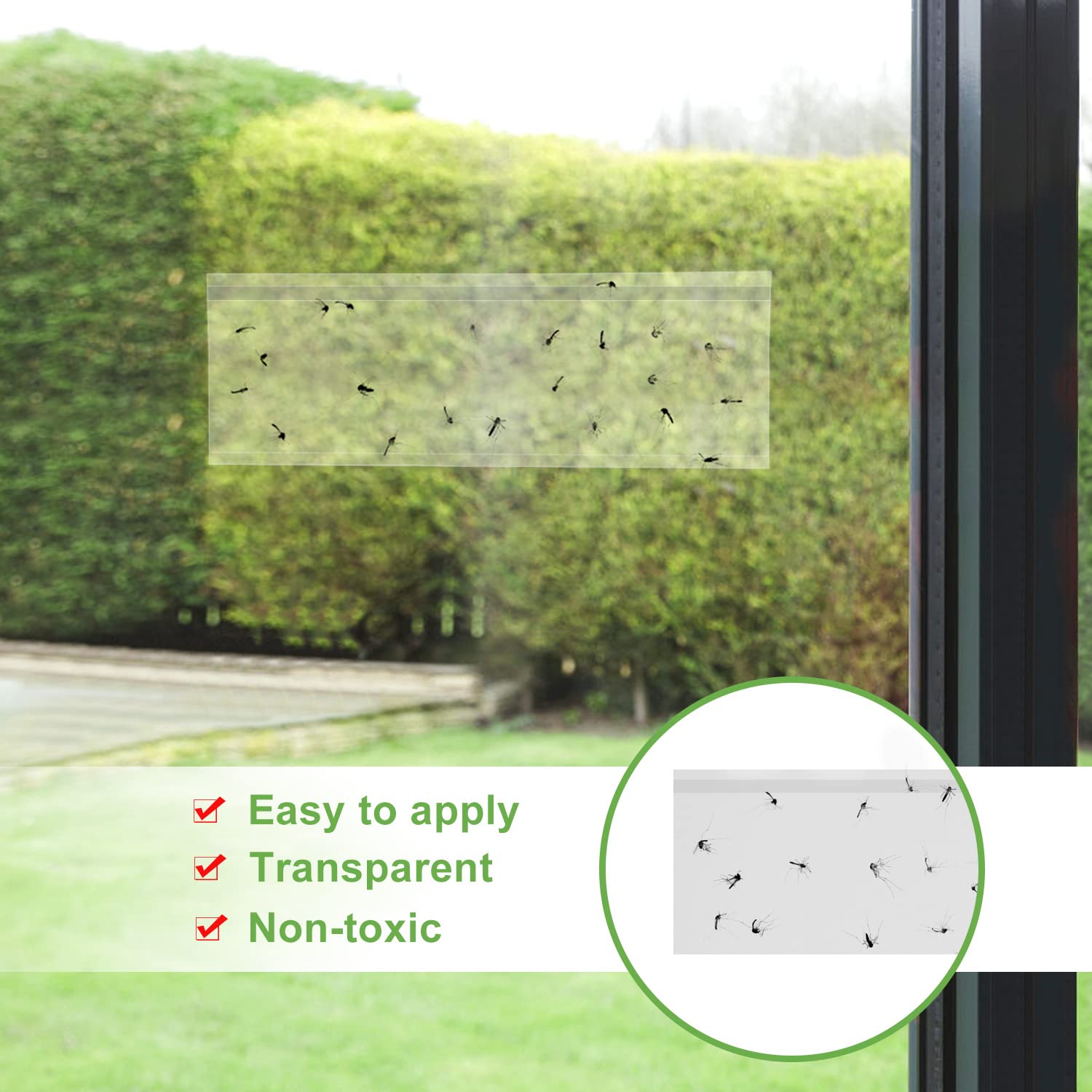 LFSYS 50 Pack Window Fly Trap, Fruit Fly Traps for Indoors, Fly Paper Sticky Strips, Fly Traps for Indoors Clear