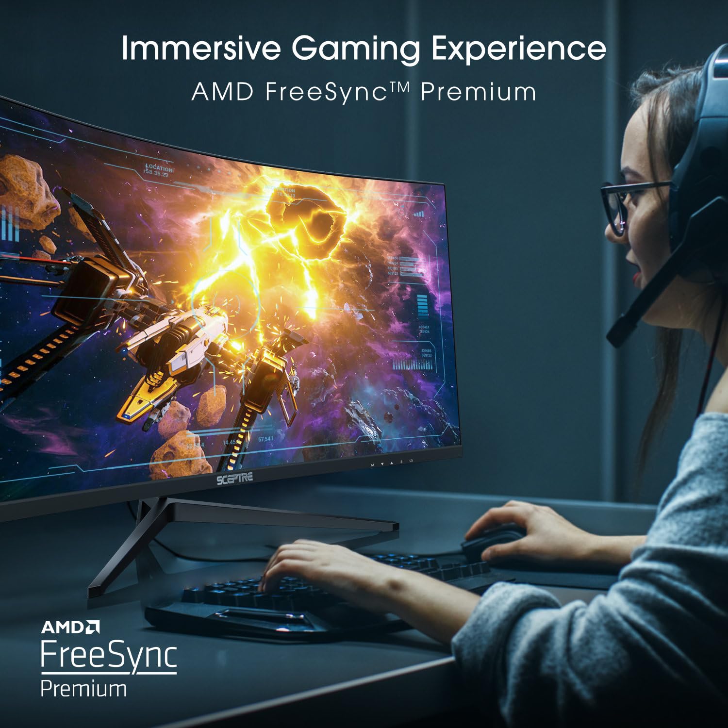 Sceptre New Curved 30-inch Gaming Monitor 200+Hz Build-in Speakers 2560 x 1080p HDMI x2 DP x2 Machine Black 2025