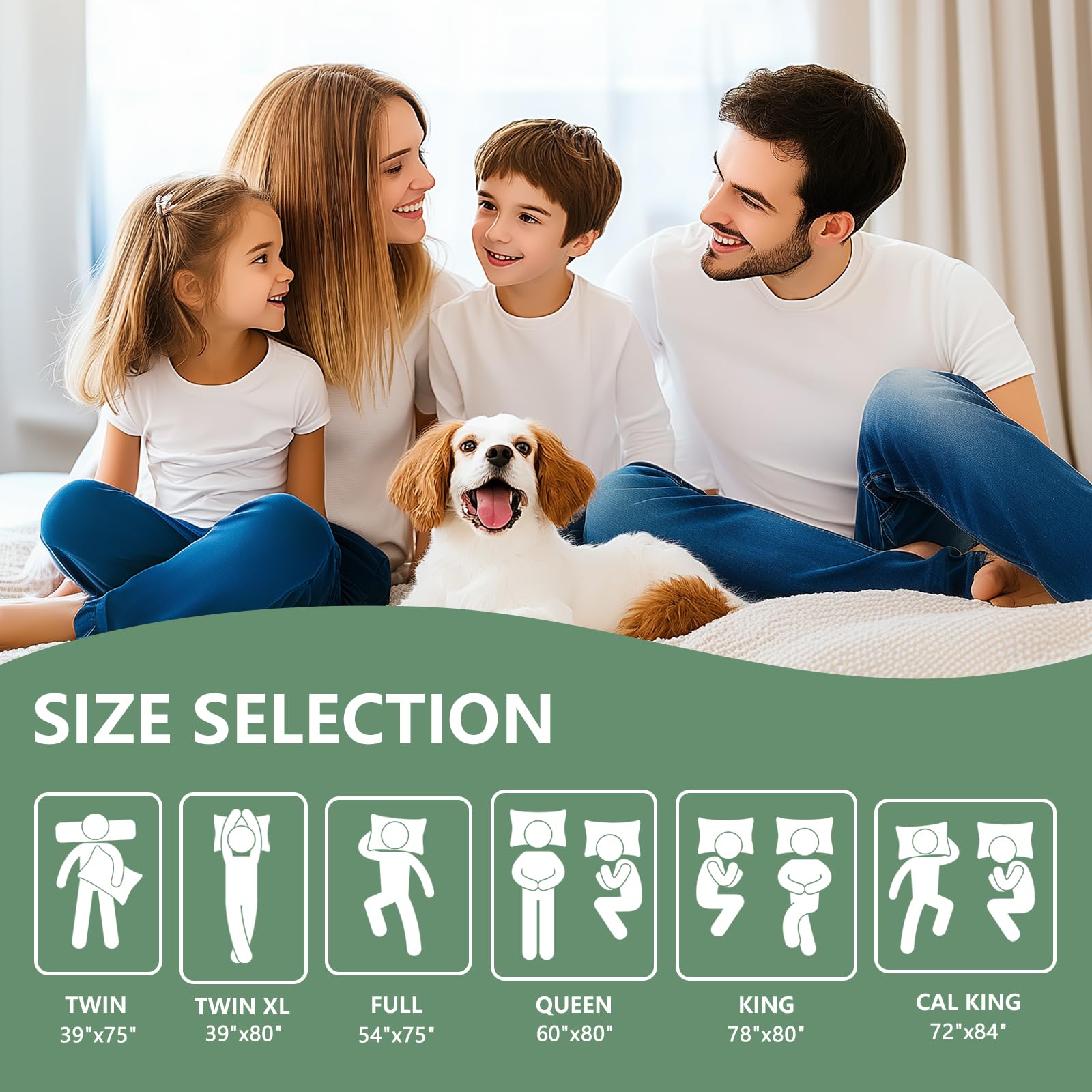 Premium Waterproof Mattress Protector Queen Size, Breathable Bed Cover 3D Air Fabric Cooling Mattress Pad Cover Smooth Soft Noiseless Washable, 8''-21'' Deep Pocket (White)