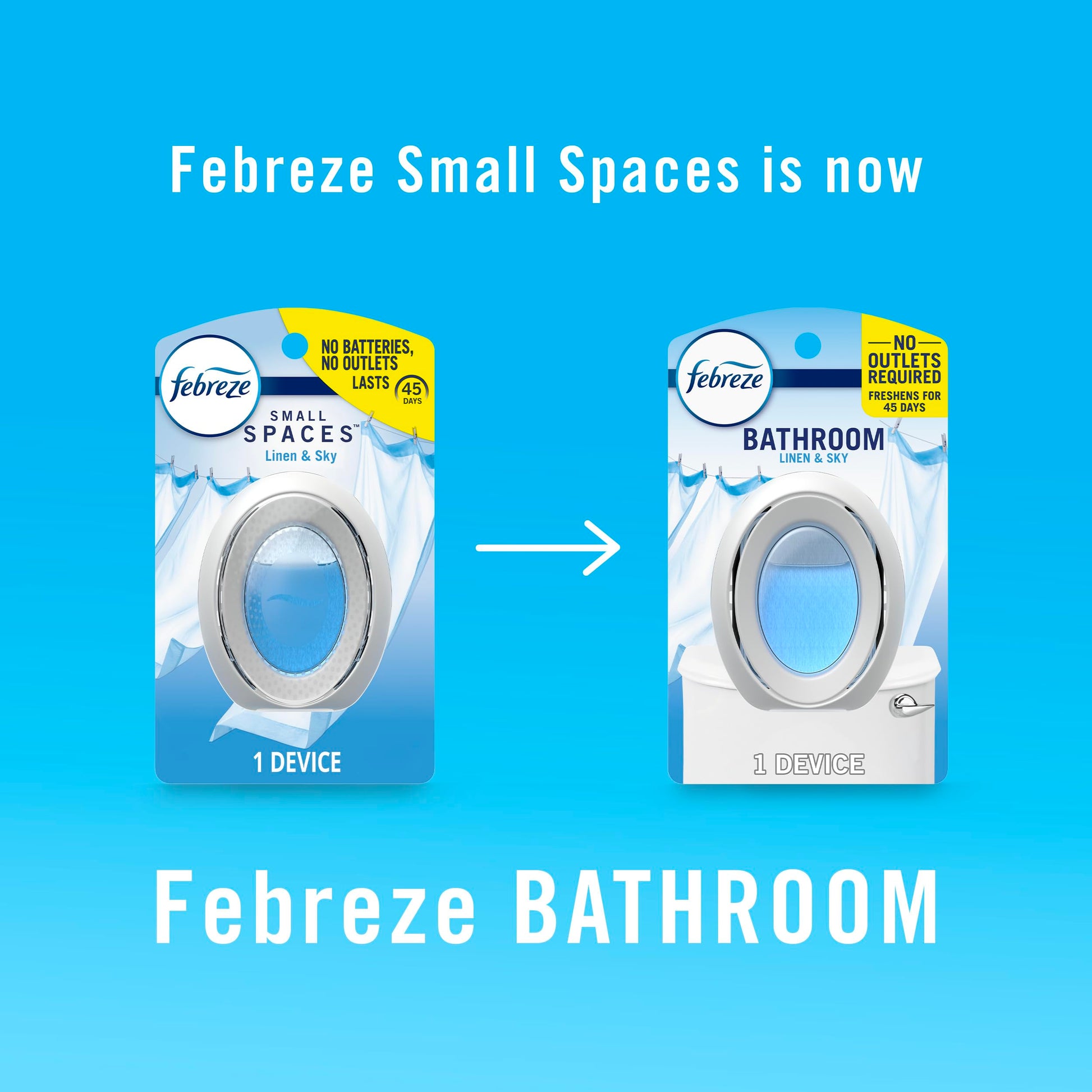 Febreze Bathroom Air Freshener, Odor-Fighting, Plug In Alternative, Air Fresheners for Home and Bathroom and Kitchen, Closet Air Fresheners, Linen & Sky Scent, 4 Count