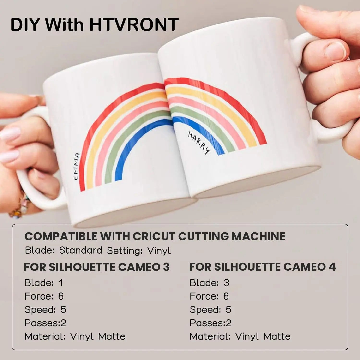 HTVRONT White Permanent Vinyl, 12" x 14 FT Adhesive White Vinyl Roll Compatible with Cricut Cutting Machine, Silhouette, Cameo Cutters, Signs, Scrapbooking, Craft, Die Cutters (Glossy)
