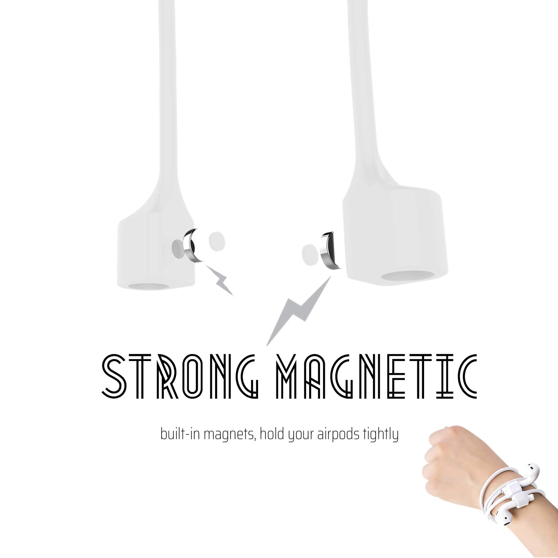 cobcobb Ultra Strong Magnetic Airpod Pro Strap Anti-Lost Cord Sports Lanyard Compatible with Airpods 3rd 2nd Generation Pro 3 2 1 (White)
