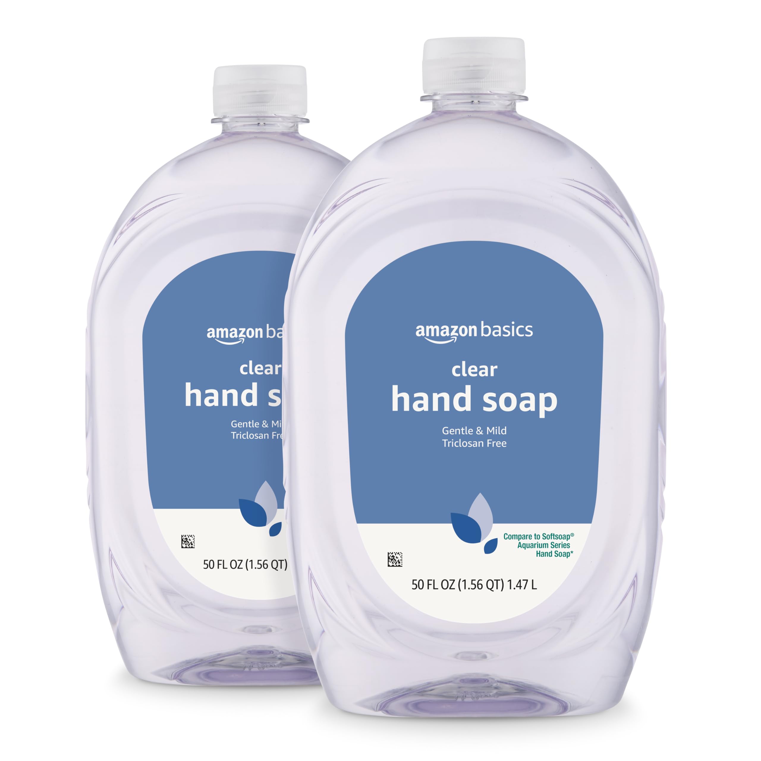 Basics Gentle & Mild Clear Liquid Hand Soap Refill, Triclosan-Free, 50 Fl Oz (Pack of 2) (Previously Solimo)