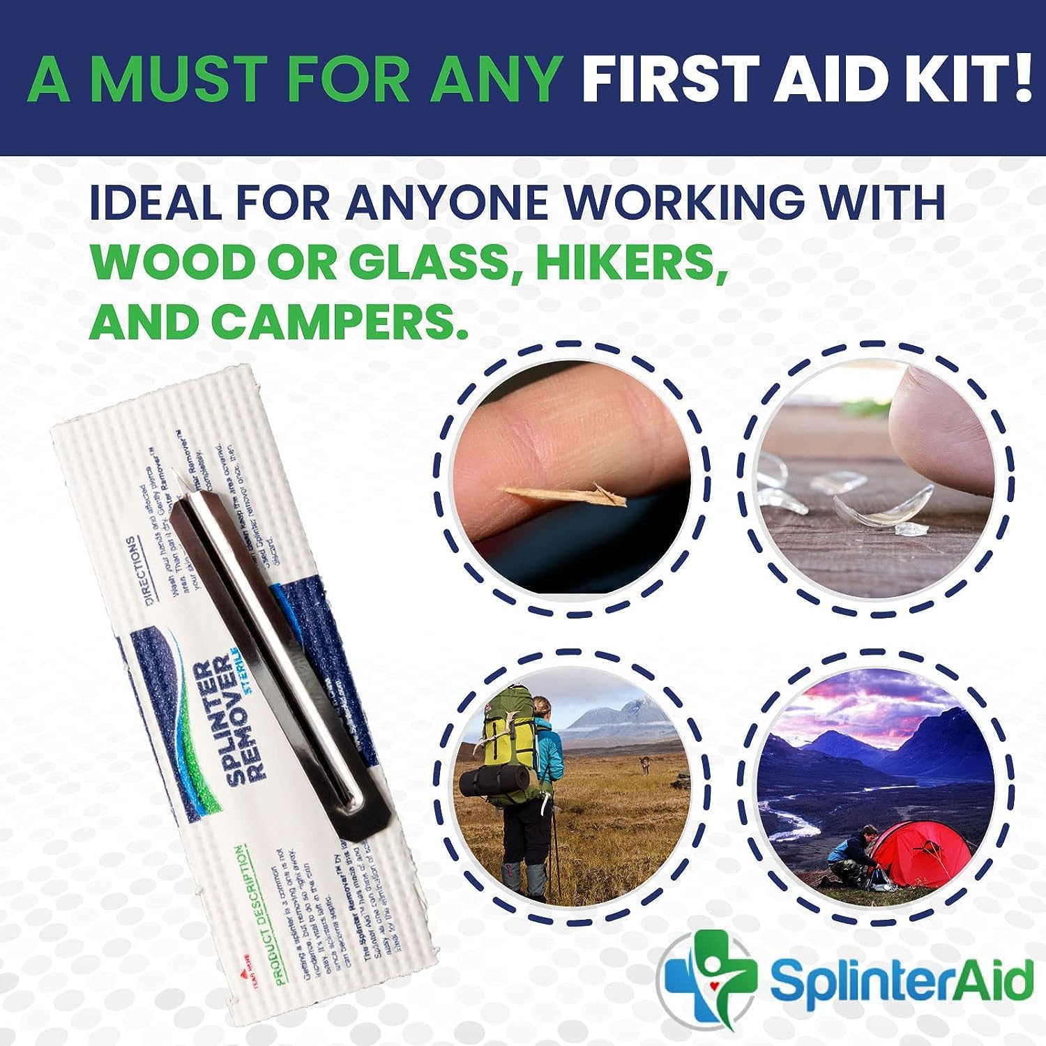 SplinterAid – Painless Splinter Removal Kit (30-Pack) | Pull Out Splinters Fast & Easy | Compact First Aid for Home, Travel & Camping | Great for Hiking, Woodworking & Outdoors | No Tweezers Needed