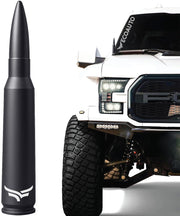 هوائي EcoAuto 50 Cal Bullet لسيارات فورد F150 وF250 وF350 ودودج رام وفورد رابتور برونكو - قم بترقية مظهر شاحنتك على الفور باستخدام هوائي F150 - غطاء هوائي مضاد للسرقة - هوائي رصاصي أسود مطفأ اللمعة