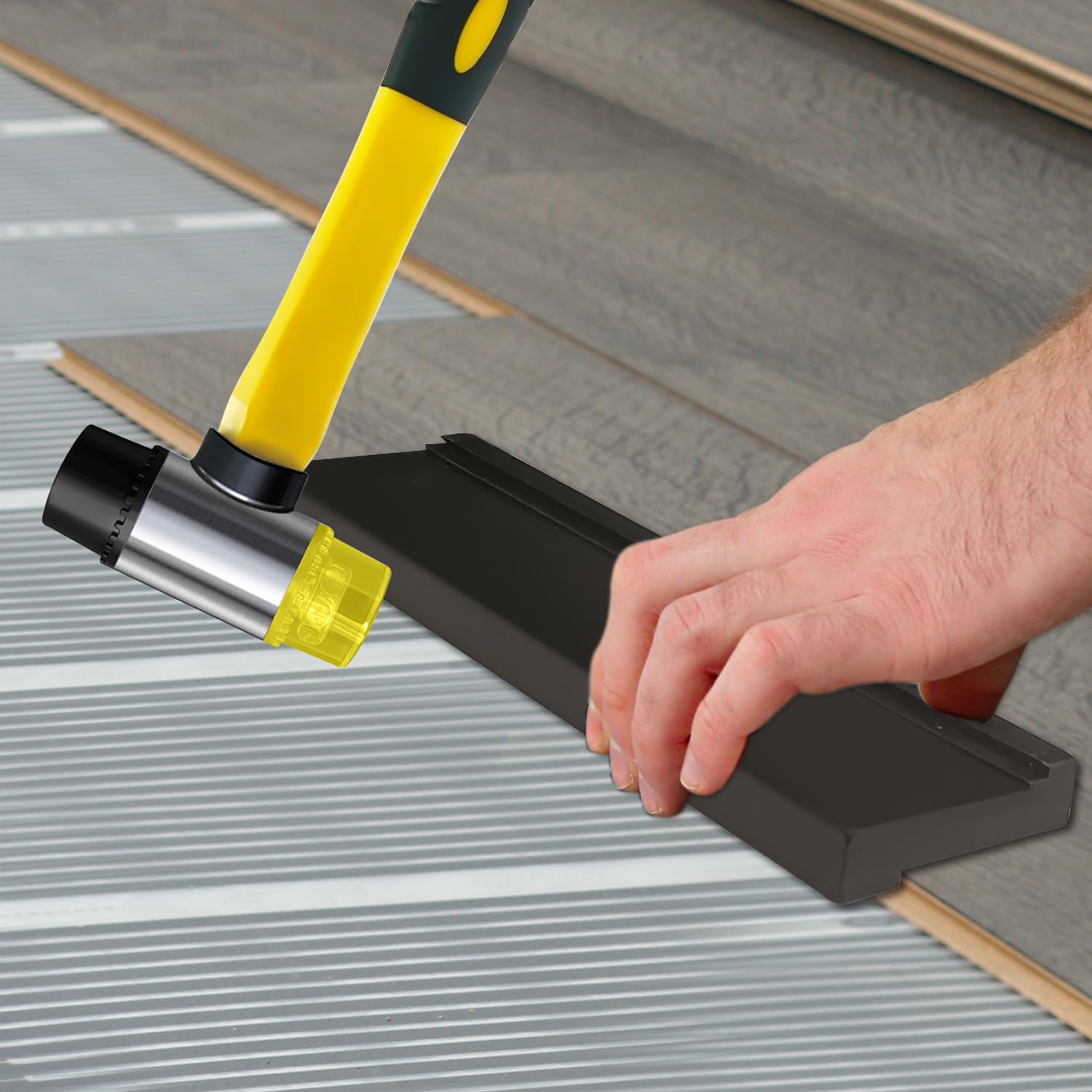 Tapping Block for Vinyl Plank Flooring, NAACOO 3 Edges - Meet Different Floor Thickness. Double Sided with Notches - Use for Tongue&Groove or Click-Lock Floor, Universal Laminate/Vinyl Flooring Tools.