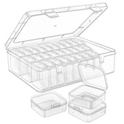 Mathtoxyz Bead Organizer Box, 31Pcs Small Beads Organizers and Storage Plastic Cases Mini Clear Dimond Storage Containers Boxes with Hinged Lid and Rectangle for Bracelet Making DIY Jewelry Craft Nail