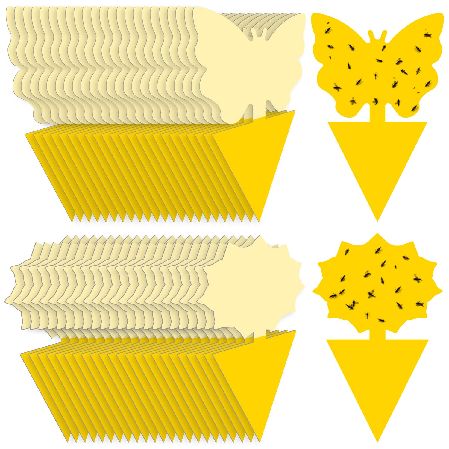 Landisun Fruit Fly Traps 48PCS Fungus Gnat-Traps for Indoor-Outdoor Yellow Fruit-Fly Sticky-Trap Plants Flying Bug Insects Traps