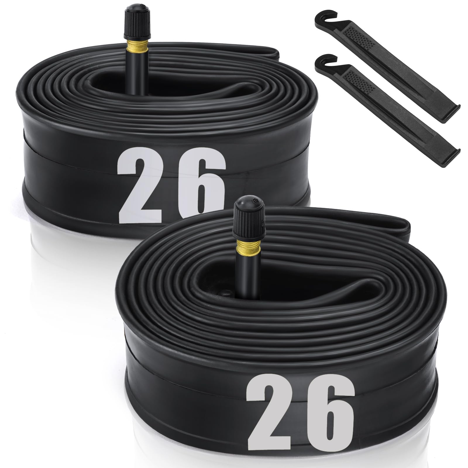 أنبوبان لدراجة مقاس 26 بوصة × 1.75/2.125 صمام AV، أنبوب دراجة مقاس 26x2.125 متوافق مع 26x1.75 26 x 1.95 26 x 2.10 26 x 2.125، أنابيب مطاطية للدراجات مقاس 26 بوصة لدراجات الطريق/الدراجات الجبلية/دراجات المدينة من هايدينكام (عبوتان بحجم واحد)