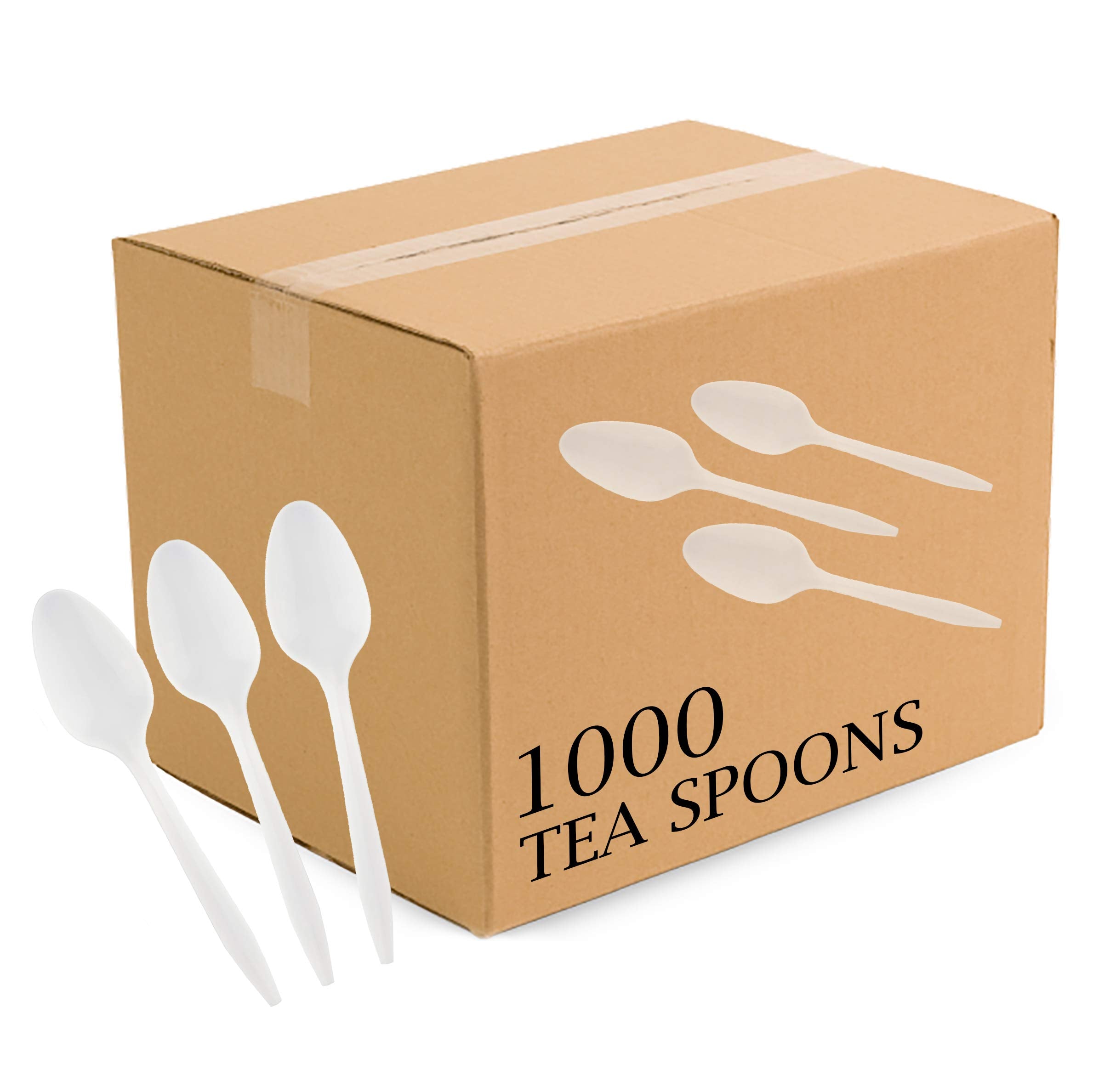 Plasticpro Cutlery Plastic Teaspoons Medium Weight Disposable Silverware White (1000 Count)