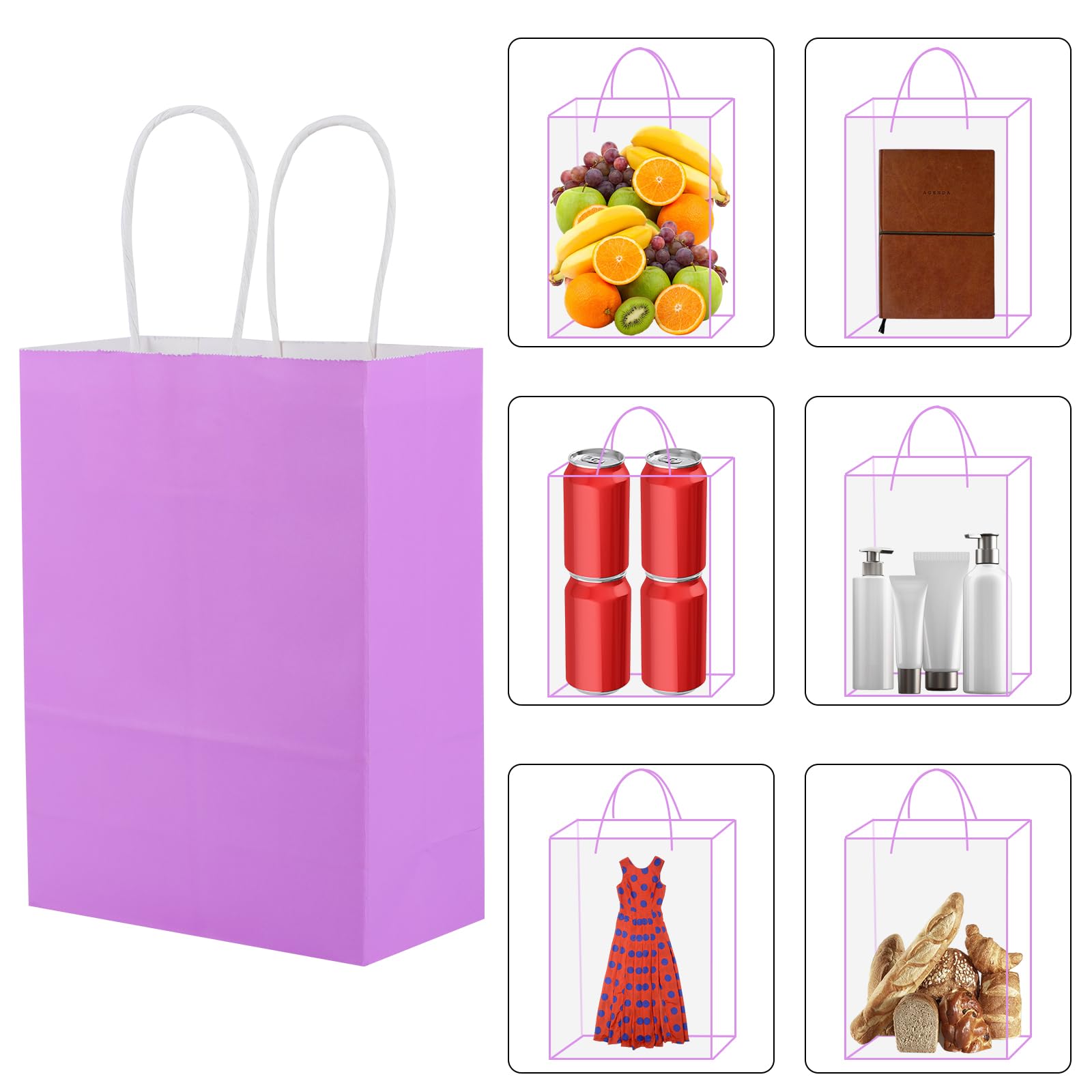 XPCARE 32Pcs Paper Gift Bags, 6.3"x3.15"x8.66" Kraft Paper Party Favor Bags Bulk Rainbow Goodie Bags Small Gift Bags with Handles for Kids Birthday Baby Shower Crafts Wedding Party Supplies (6 Colors)