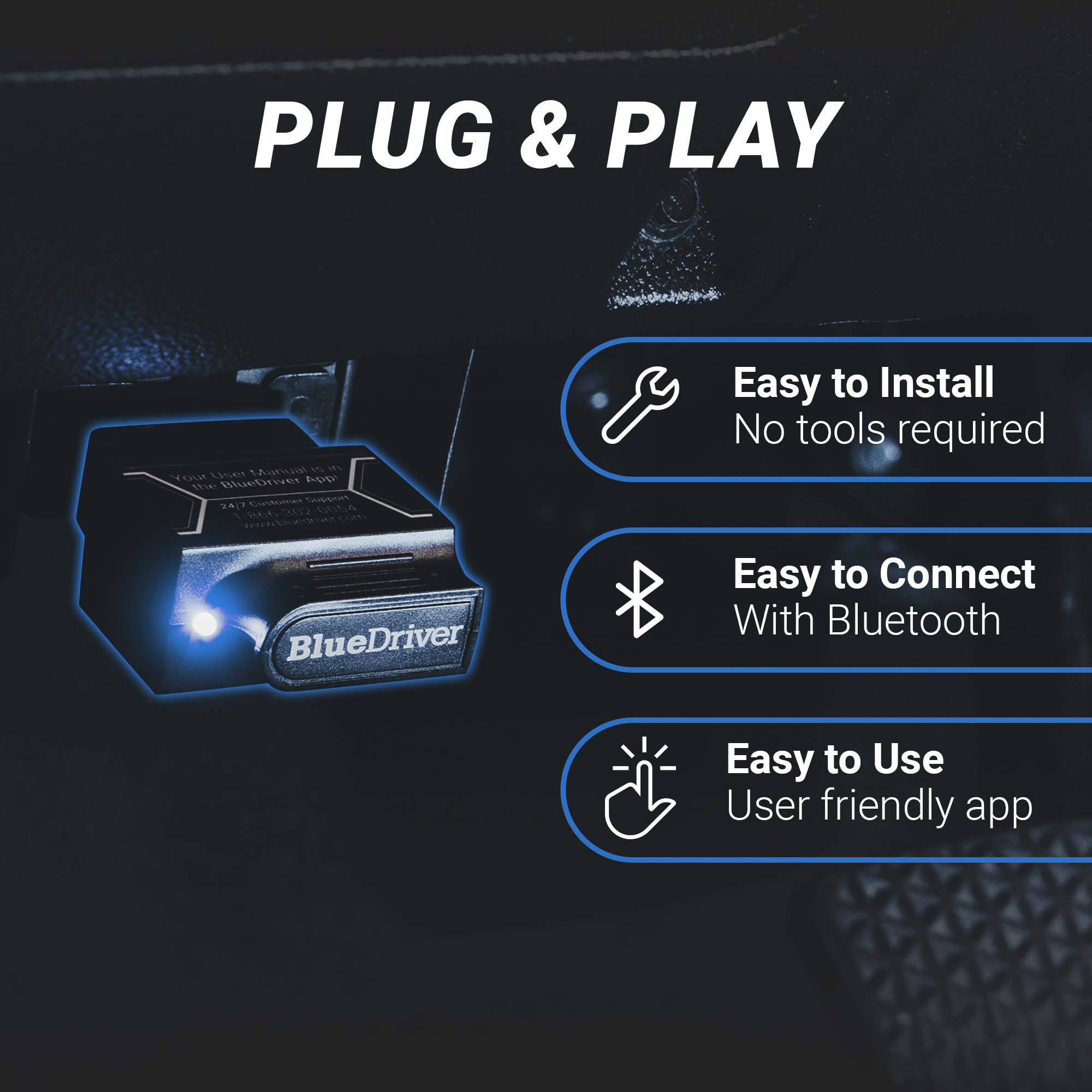 BlueDriver Bluetooth Pro OBDII Scan Tool for iPhone & Android - No Subscription Fee - OBD2 Car Scanner and Code Reader - Diagnose Check Engine, ABS, SRS, Airbag & 7000+ Issues on Vehicles 1996+