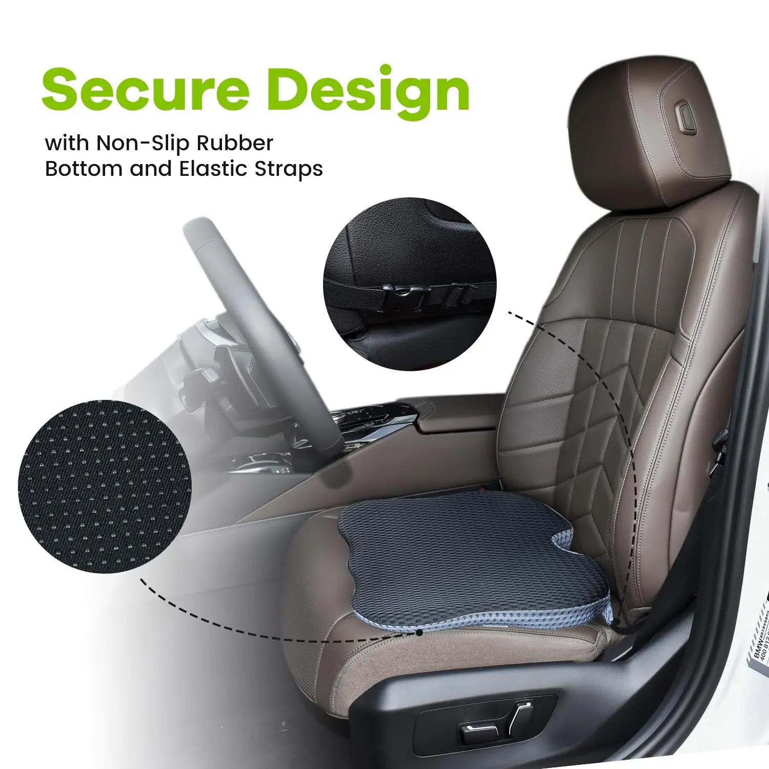 Soft Dense Memory Foam Car Seat Cushion for Driving - Seat Cushion for Car Seat Driver with Wedge Design & Raised Back to Broaden Vision, Provides Comfort for Lower Back & HIPS (Passenger Use Too)