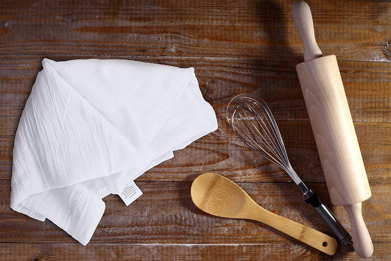 SIMPLI-MAGIC Kitchen Towels, 24"x24", Flour Sack White 12 Count