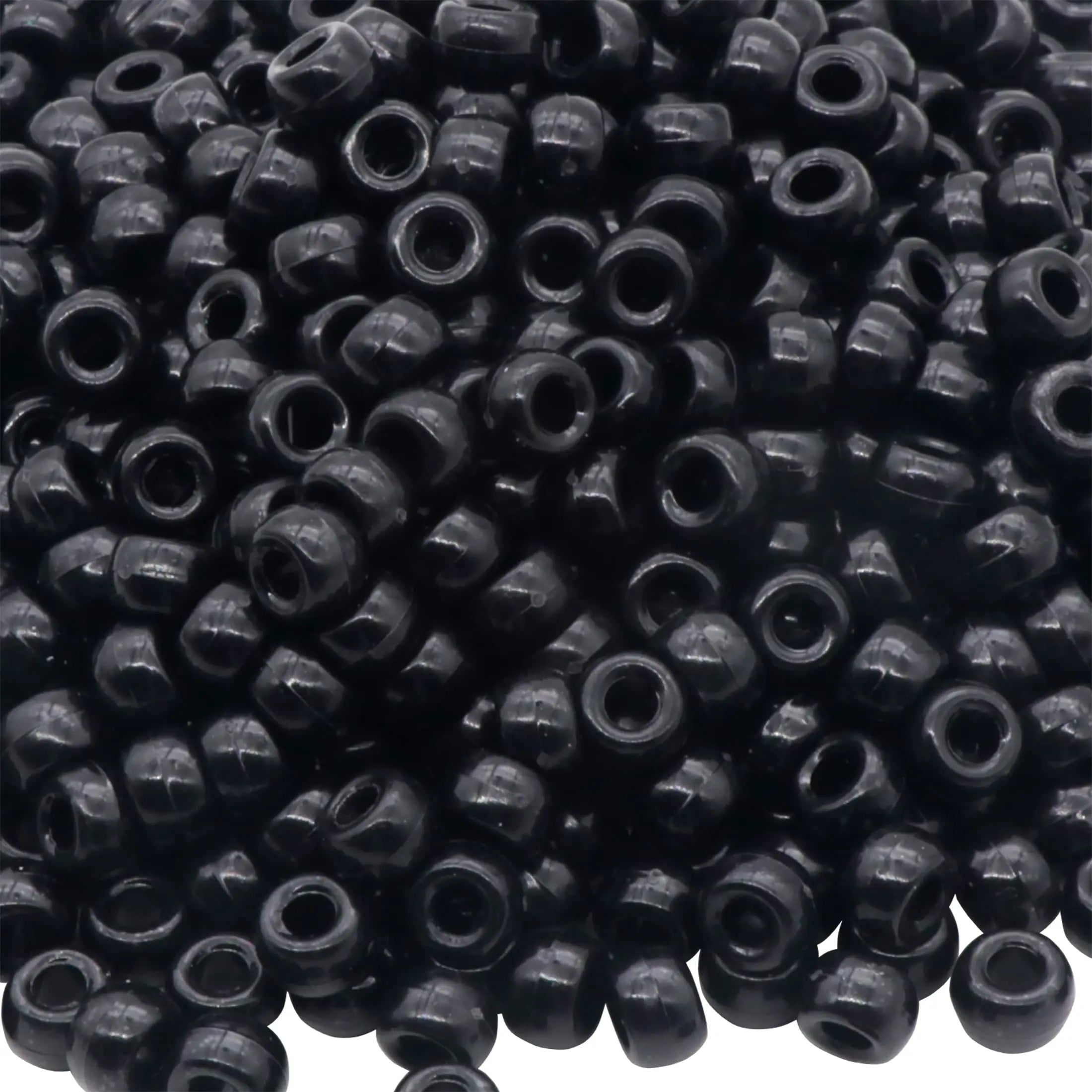 Auvoau 1000Pcs Pony Beads Bracelet 9mm Black Plastic Barrel Pony Beads for Necklace,Hair Beads for Braids,Key Chain,Jewelry Making (Black)