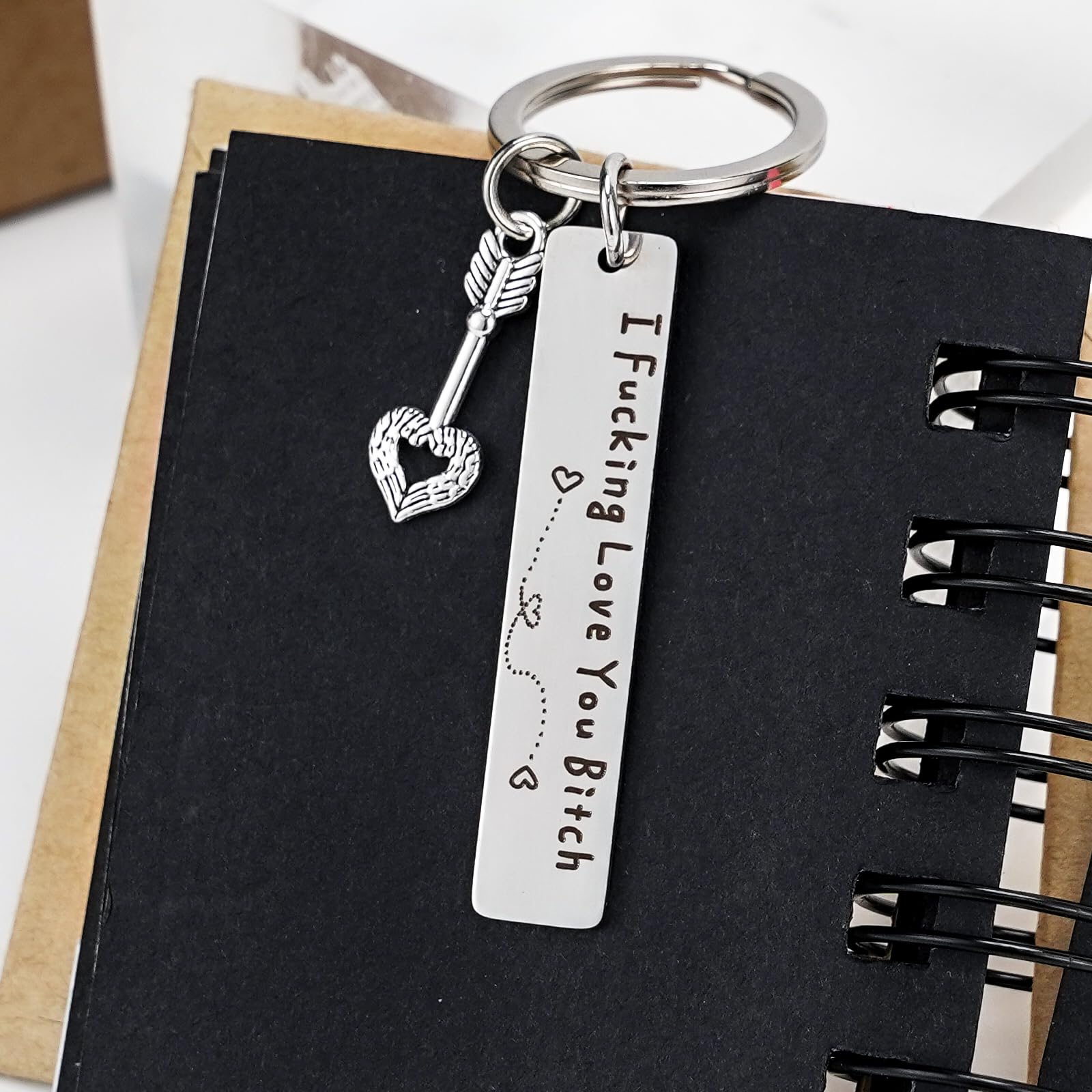 Teniinet Best Friend Keychain for Women, Stainless Steel Key Chain Engrave I Fking Love You Bith Birthday Christmas Friendship Gift for Bestie Best Friends Female Bff