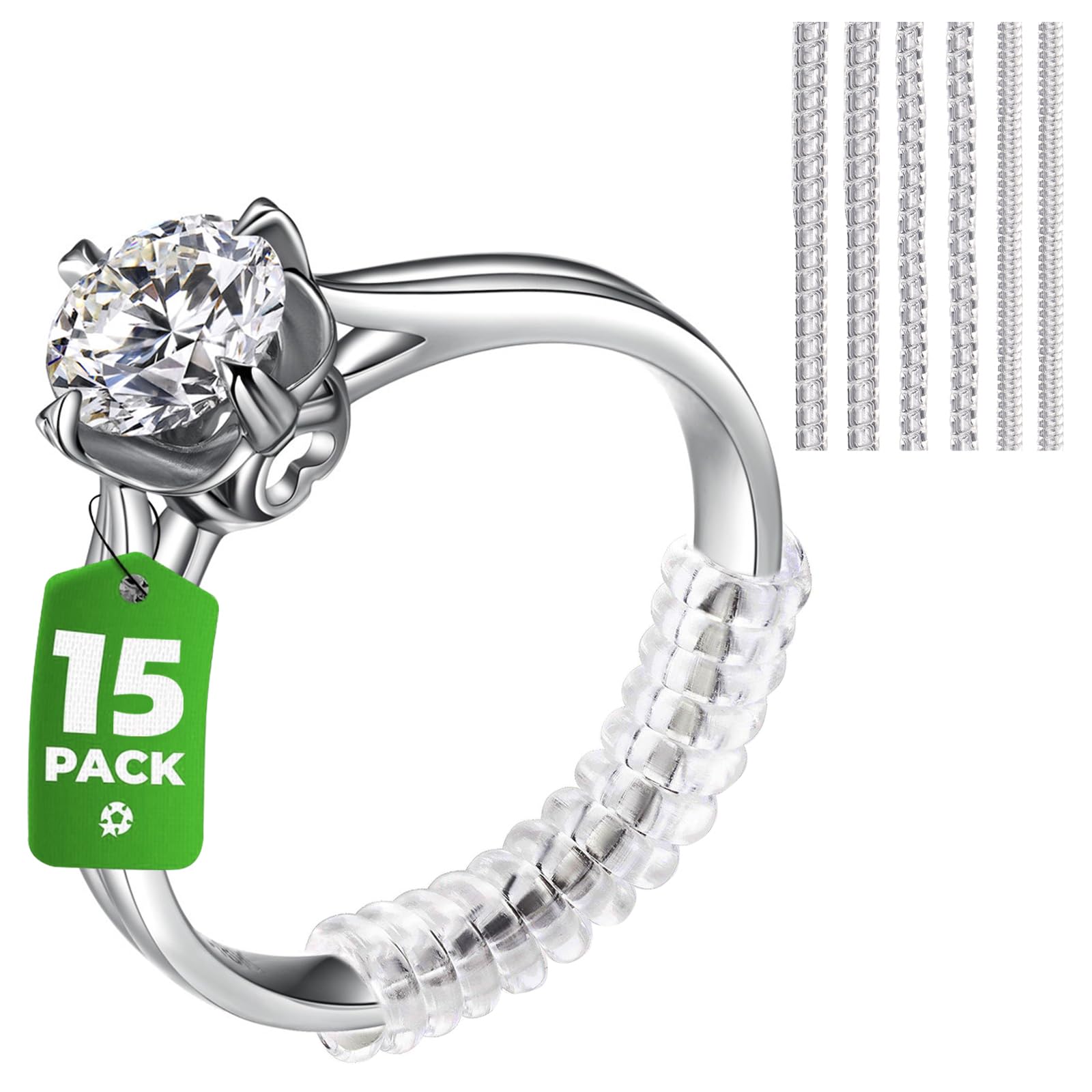 Anpro Ring Sizer Adjusters for Loose Rings - 15-Pack Multiple Styles, Invisible Spacer Guards & Tighteners for Women, Fits Almost Any Ring
