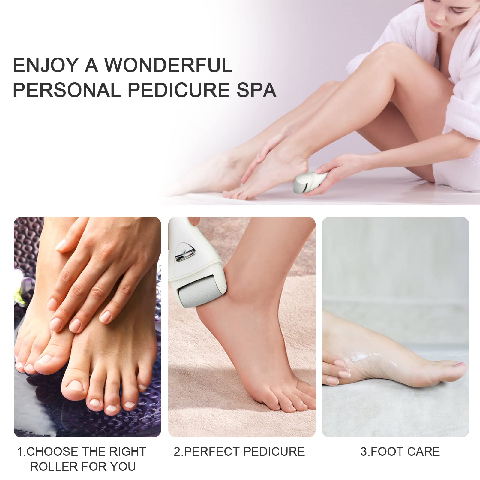 Electric Foot Callus Removers Rechargeable, Portable Electronic Foot File Pedicure Tools, Electric Callus Remover Kit, Professional Pedi Feet Care Perfect for Dead, Hard Cracked Dry Skin Ideal Gift