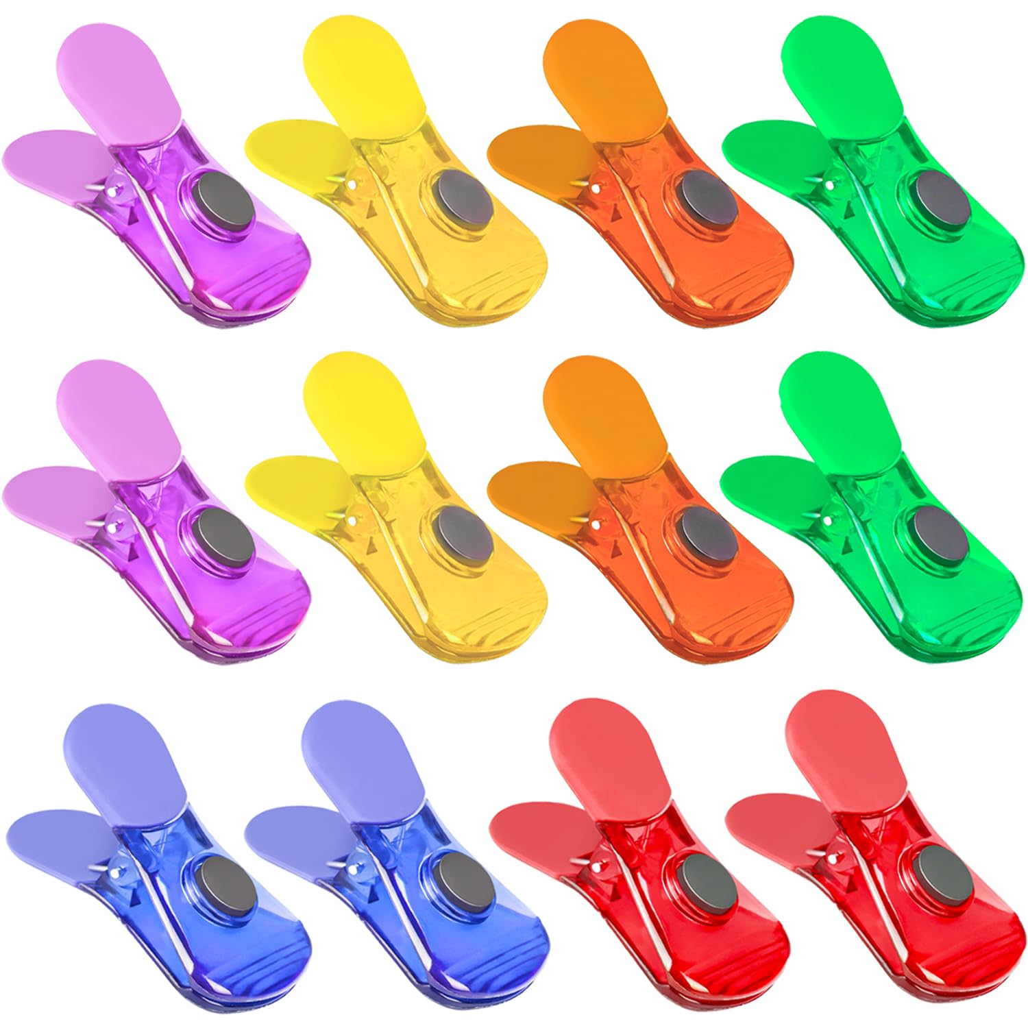 Ninth Five Bag Clips, 12 Pack Food Chip Snack Bag Sealing Clips, Color Refrigerator Magnet Clips Air-Tight Clips for Home Kitchen Storage