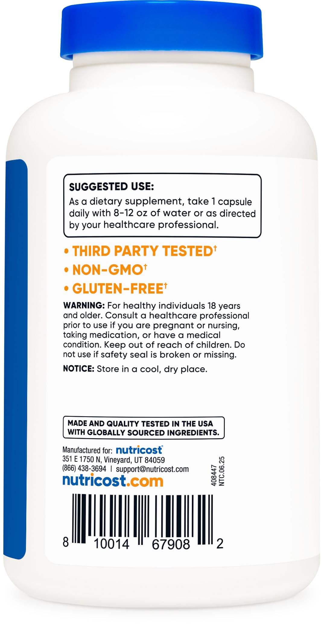 Nutricost Acetyl L-Carnitine (ALCAR) 500mg, 180 Capsules, 180 Servings - Non-GMO and Gluten Free, 1 Capsule per Serving