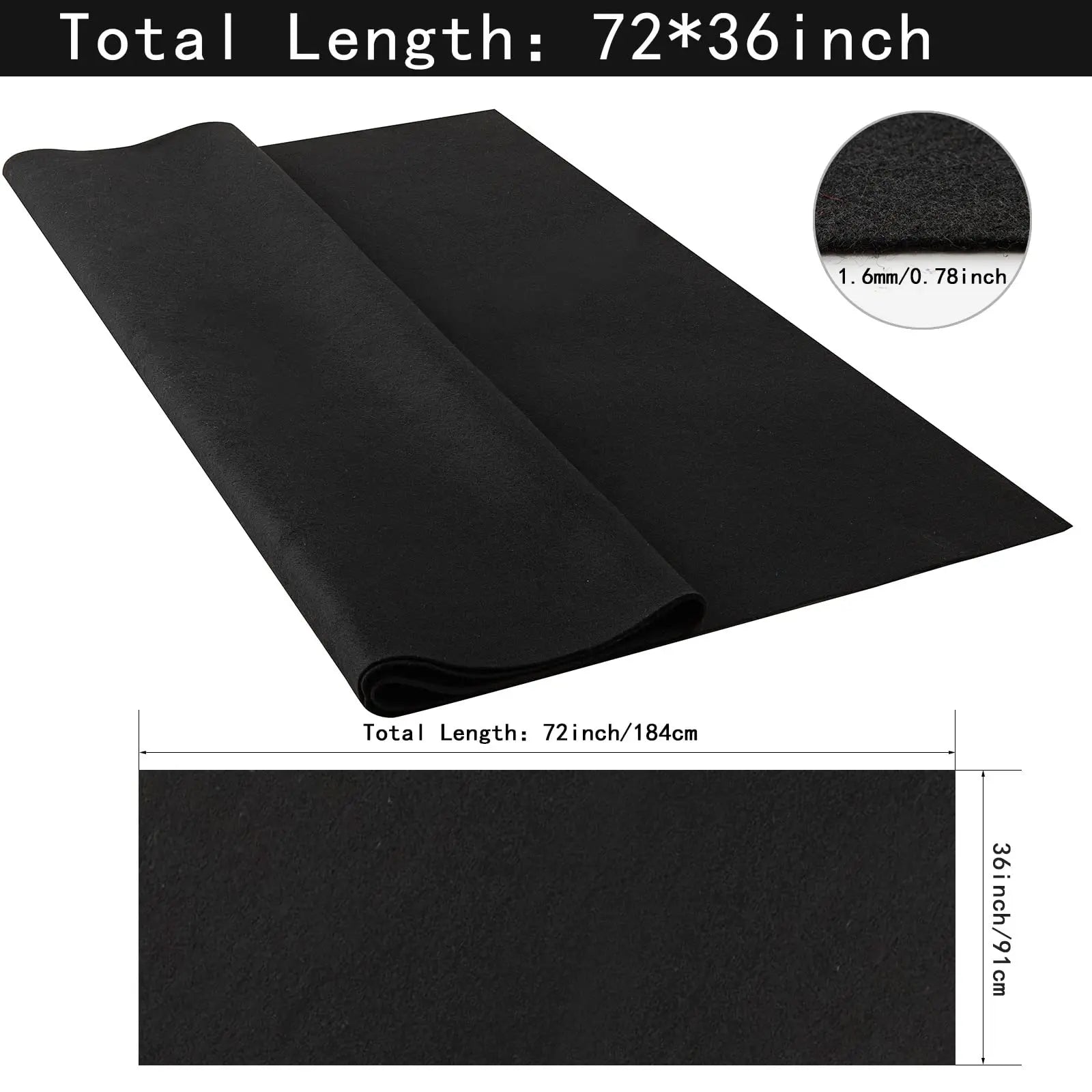 HaoFeijh Black Felt Fabric 72 * 36 Inch Wide 1.6mm,Fabric Sheets Soft Woven Acrylic Craft Fabric for DIY Craftwork Sewing Patchwork,Craft Felt