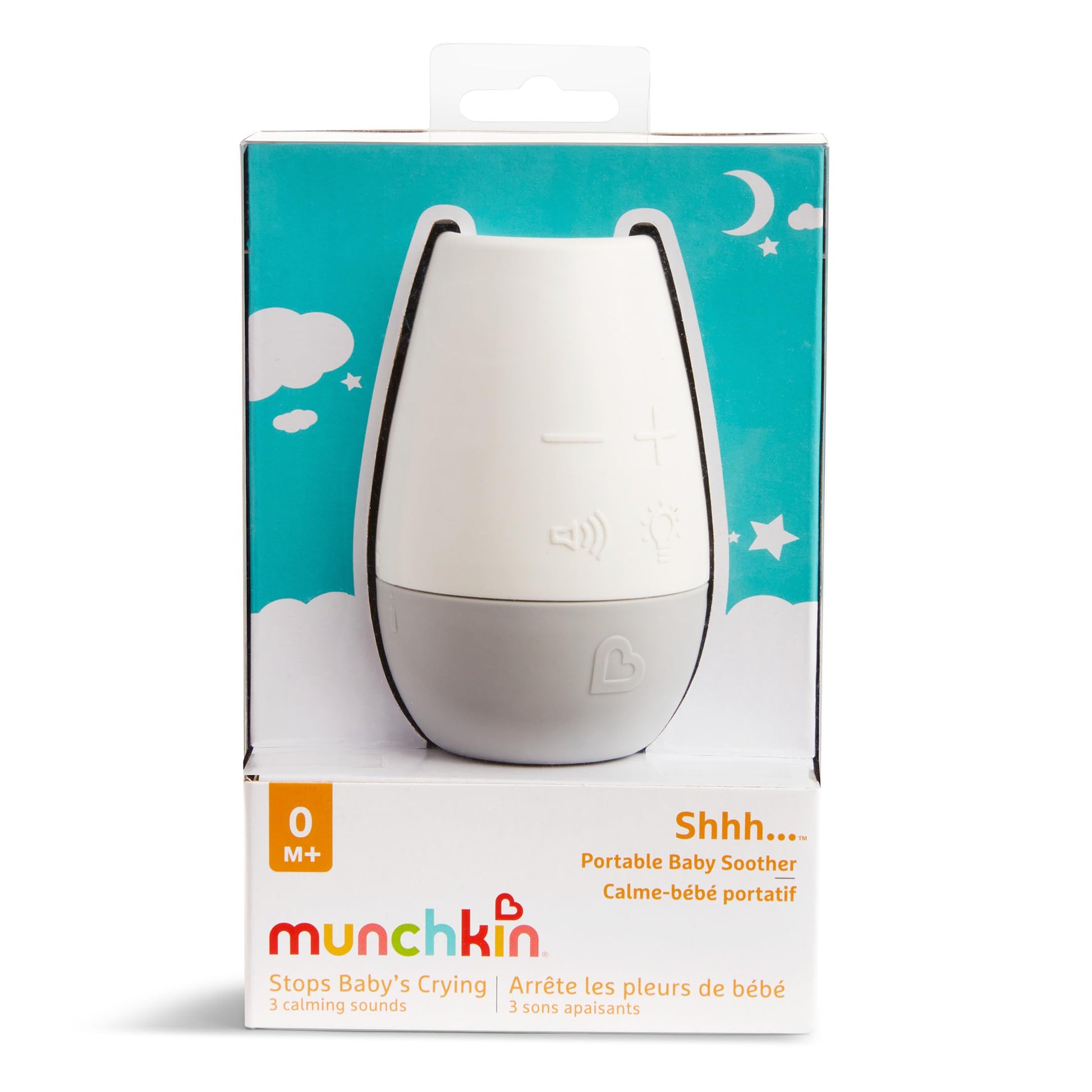 Munchkin Shhh… Baby Sleep Soother White Noise Sound Machine and Night Light, Portable for Travel, Blue