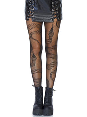 Leg Avenue womens Dark Alternative Animal Fishnet Tights Hosiery, Snake, One Size US
