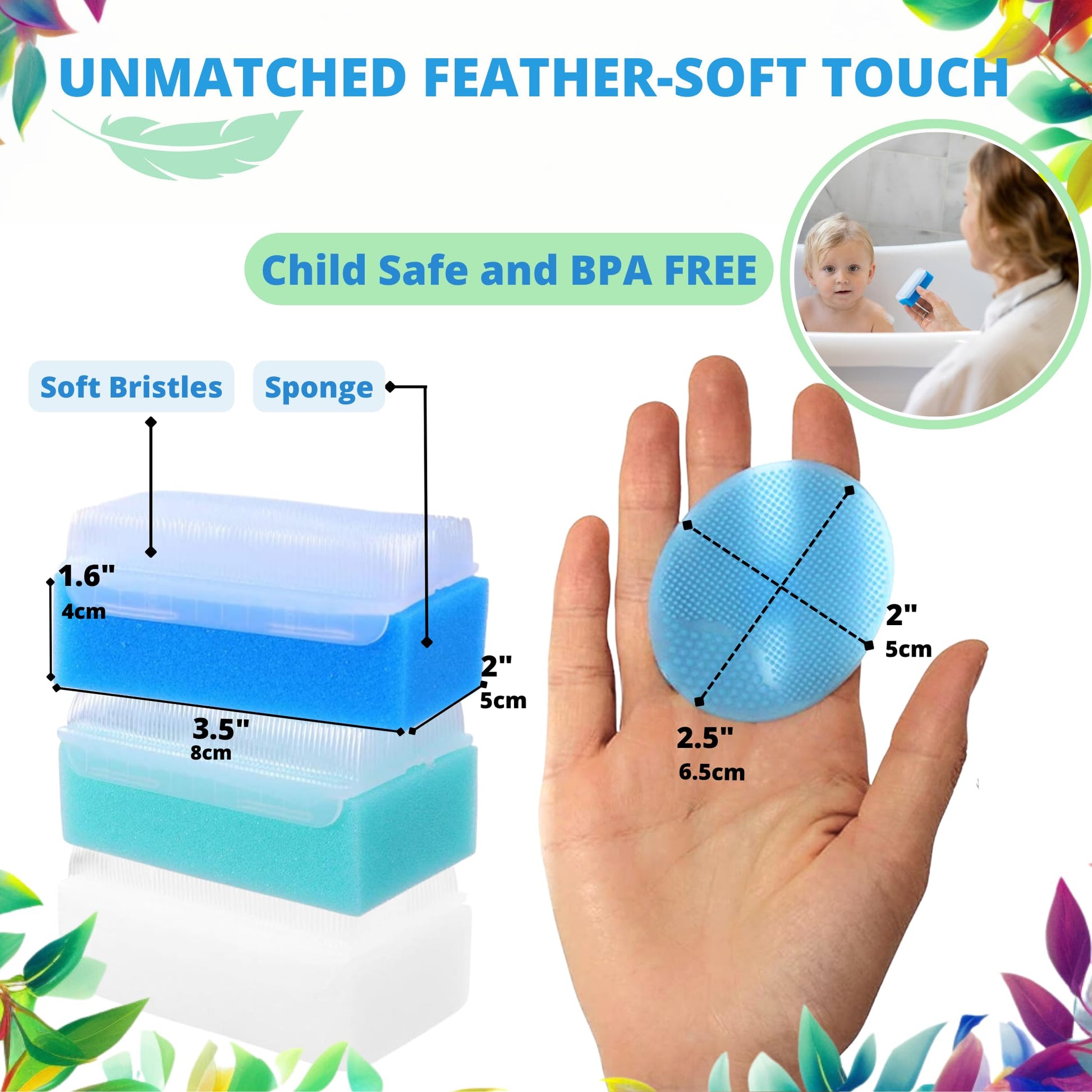 Cradle Cap Brush for Babies - Cradle Cap Treatment | Baby Sponge for Bathing | Baby Brush and Comb Set Newborn | Baby Comb & Scalp Scrubber (Set of 6)