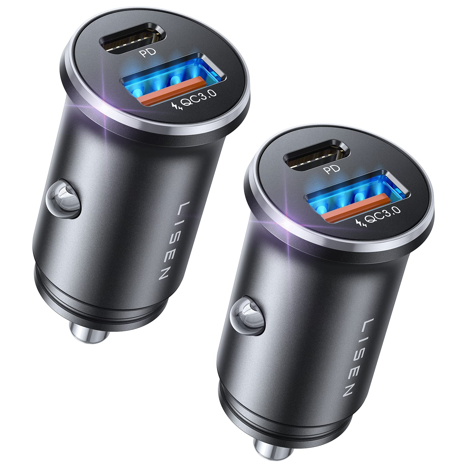 LISEN 54W Car Phone Charger USB C, Cigarette Lighter Adapter, Car Accessories for iPhone, USB C Car Charger Adapter USBC Type C 12v, for iPhone 17 Pro Max 16 15 14 13 12, Samsung Google iPad Andorid