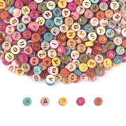 SUTOUG 1000PCS Colourful Letter Beads for Threading, 4 x 7 MM Acrylic Round Beads for Jewellery DIY Making Crafts Bracelets Necklaces Ornaments-Gold